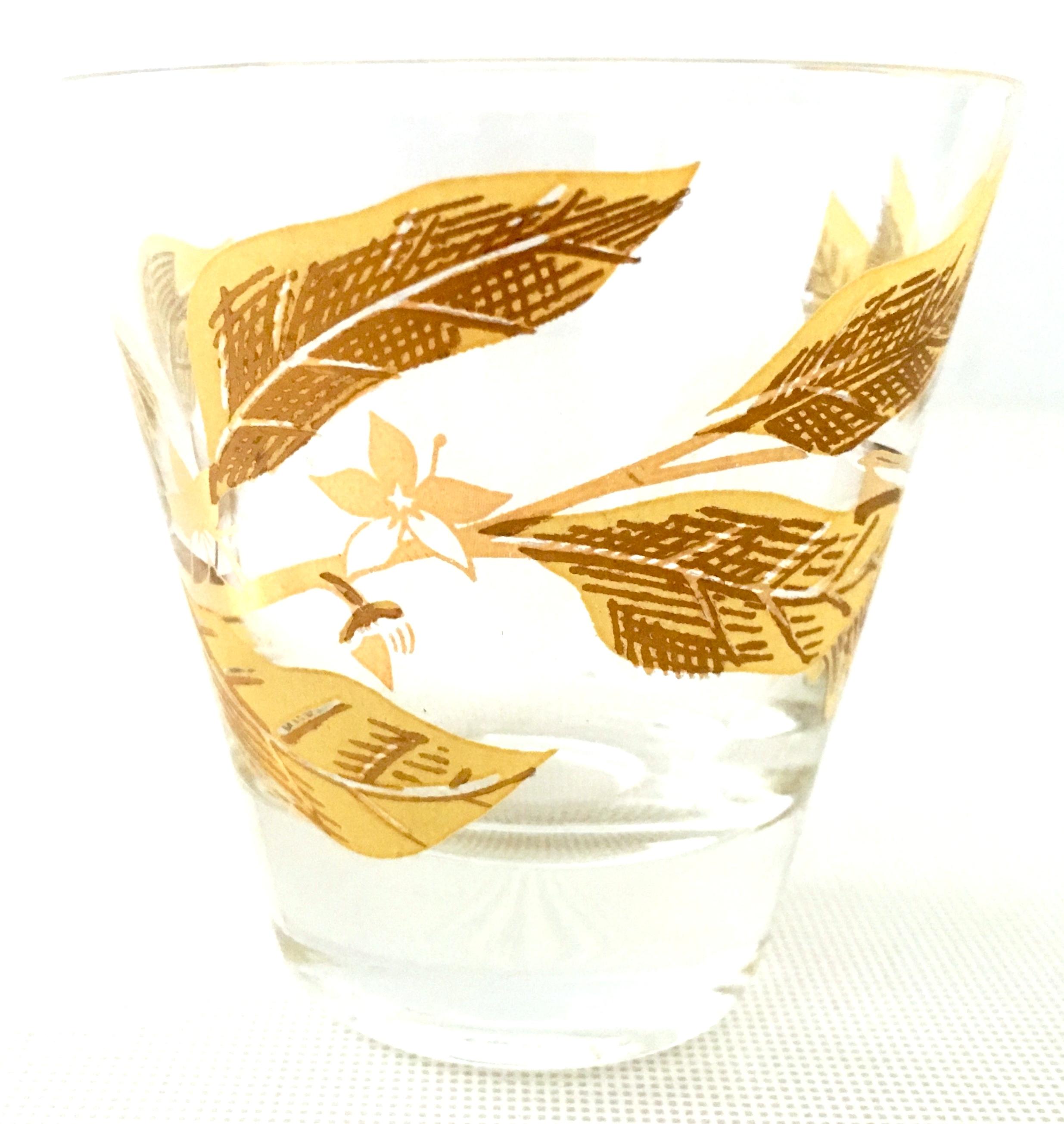 Mid-20th Century Blown Glass & 22-Karat Gold Printed Drinks Set of Seven Pieces 4