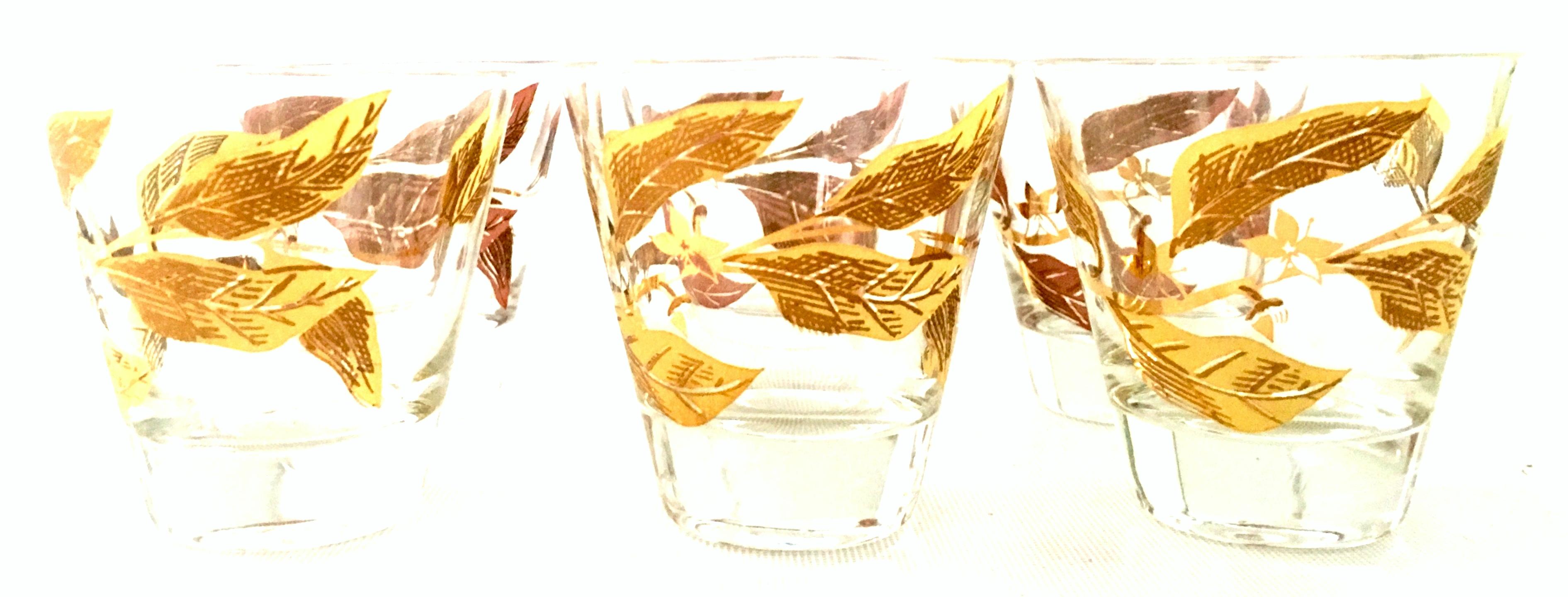 Mid-20th Century Blown Glass & 22-Karat Gold Printed Drinks Set of Seven Pieces 1