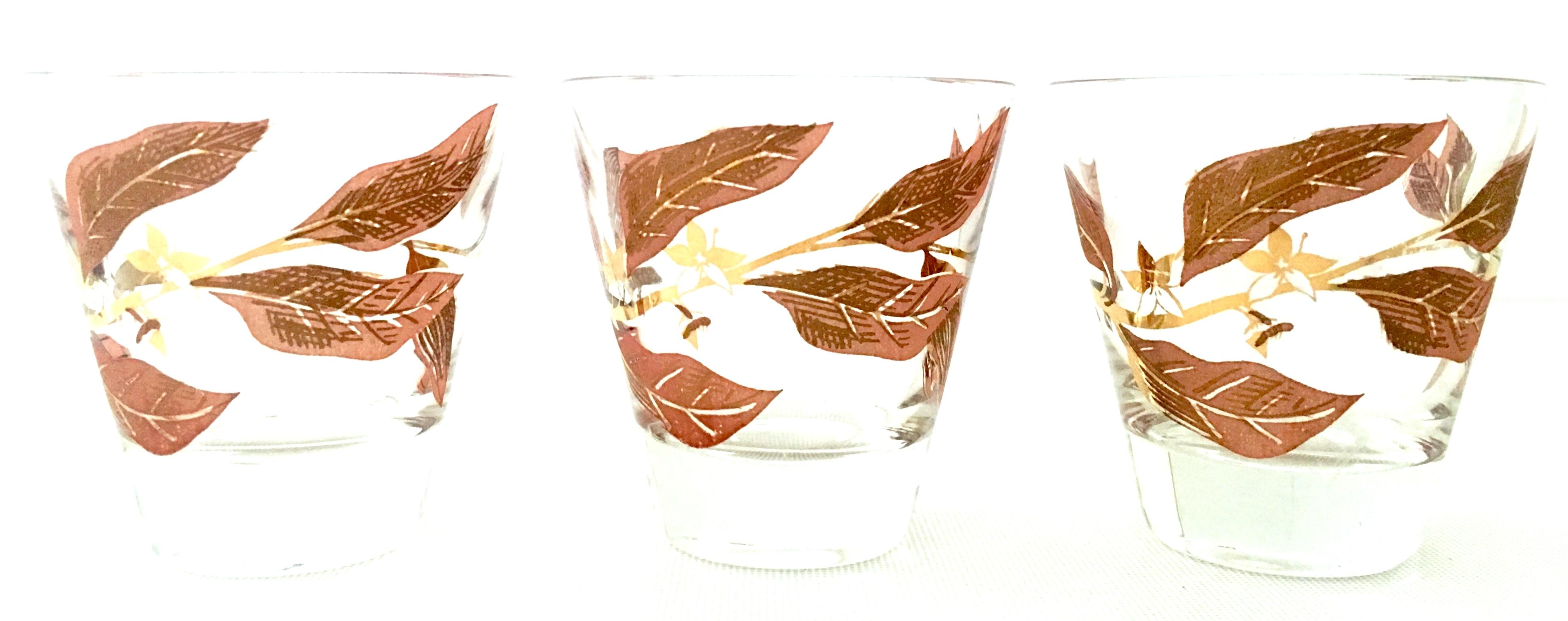 Mid-20th Century Blown Glass & 22-Karat Gold Printed Drinks Set of Seven Pieces 2
