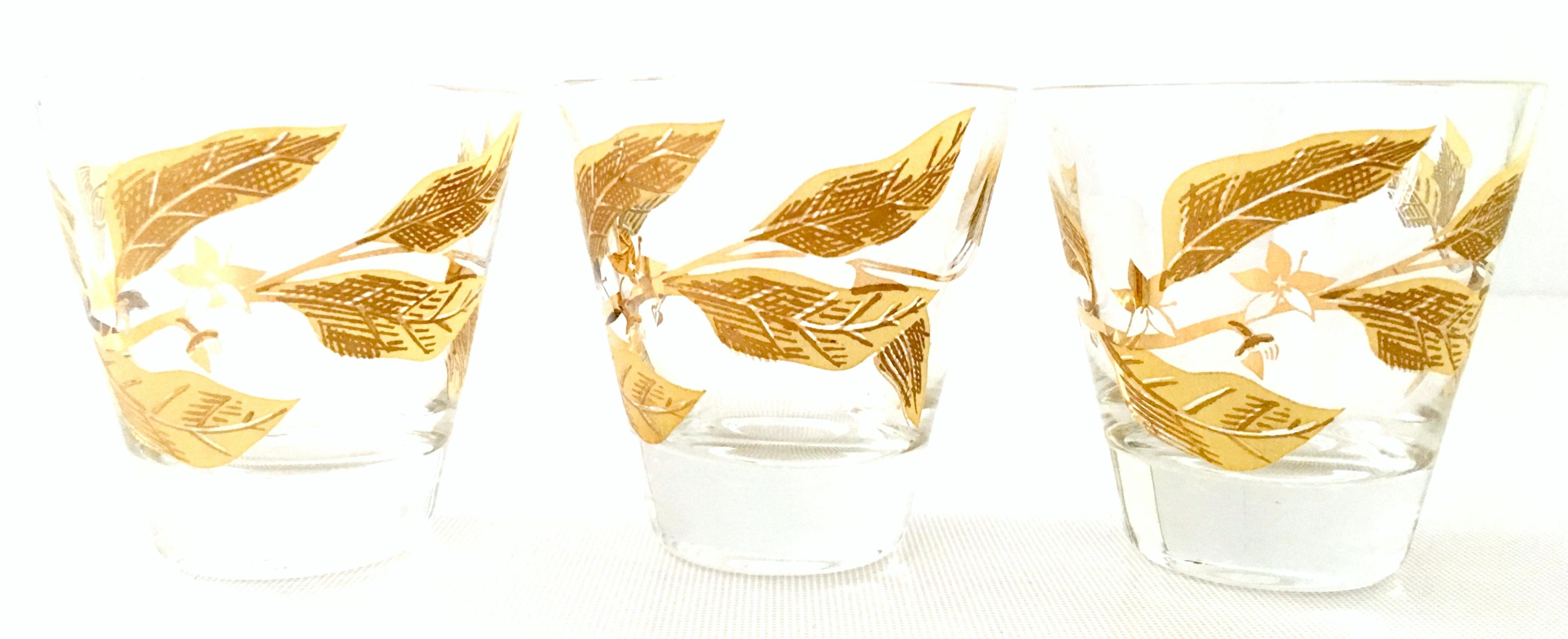 Mid-20th Century Blown Glass & 22-Karat Gold Printed Drinks Set of Seven Pieces 3