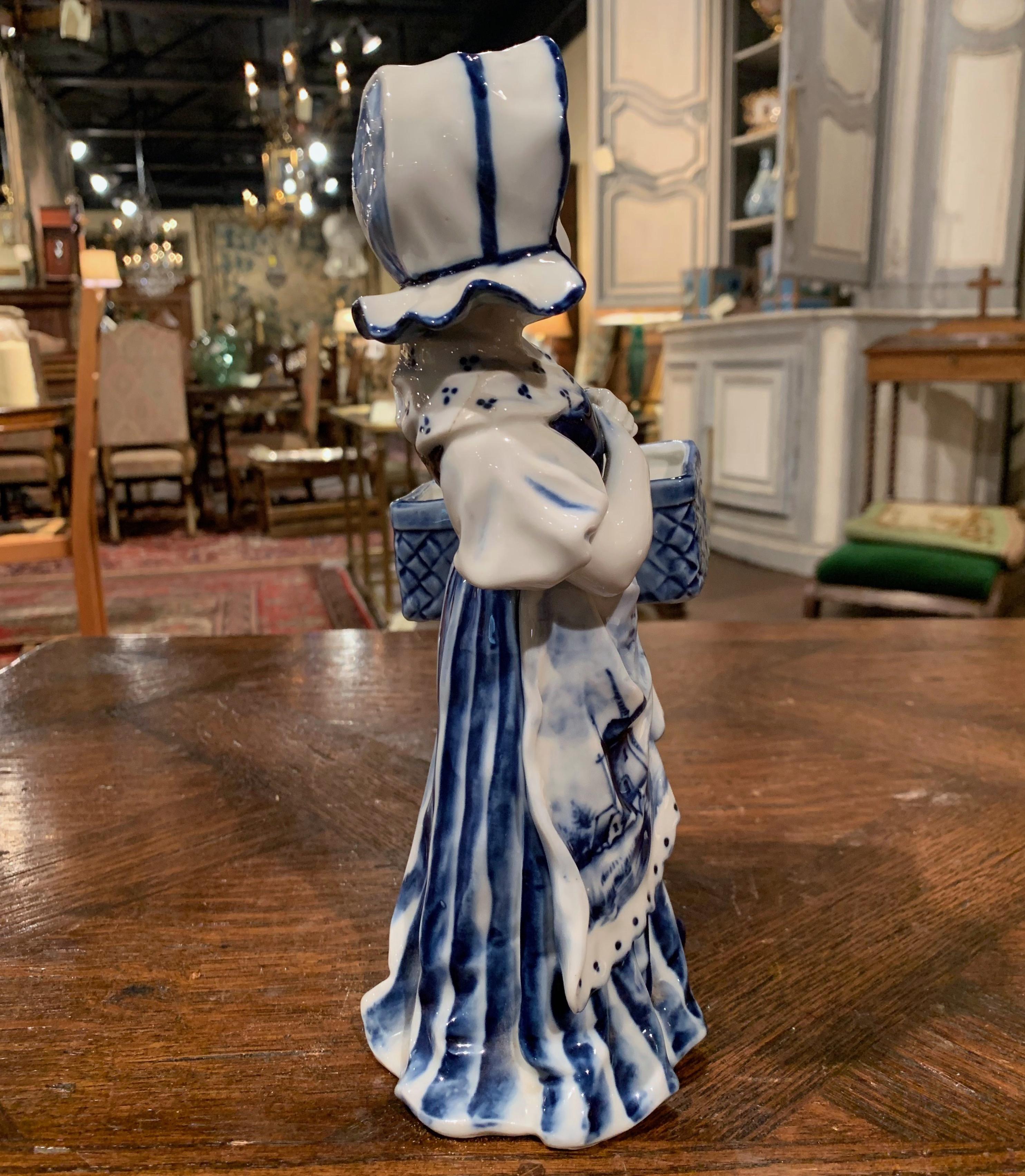 Mid-20th Century Blue and White Hand Painted Delft Porcelain Figurine 1