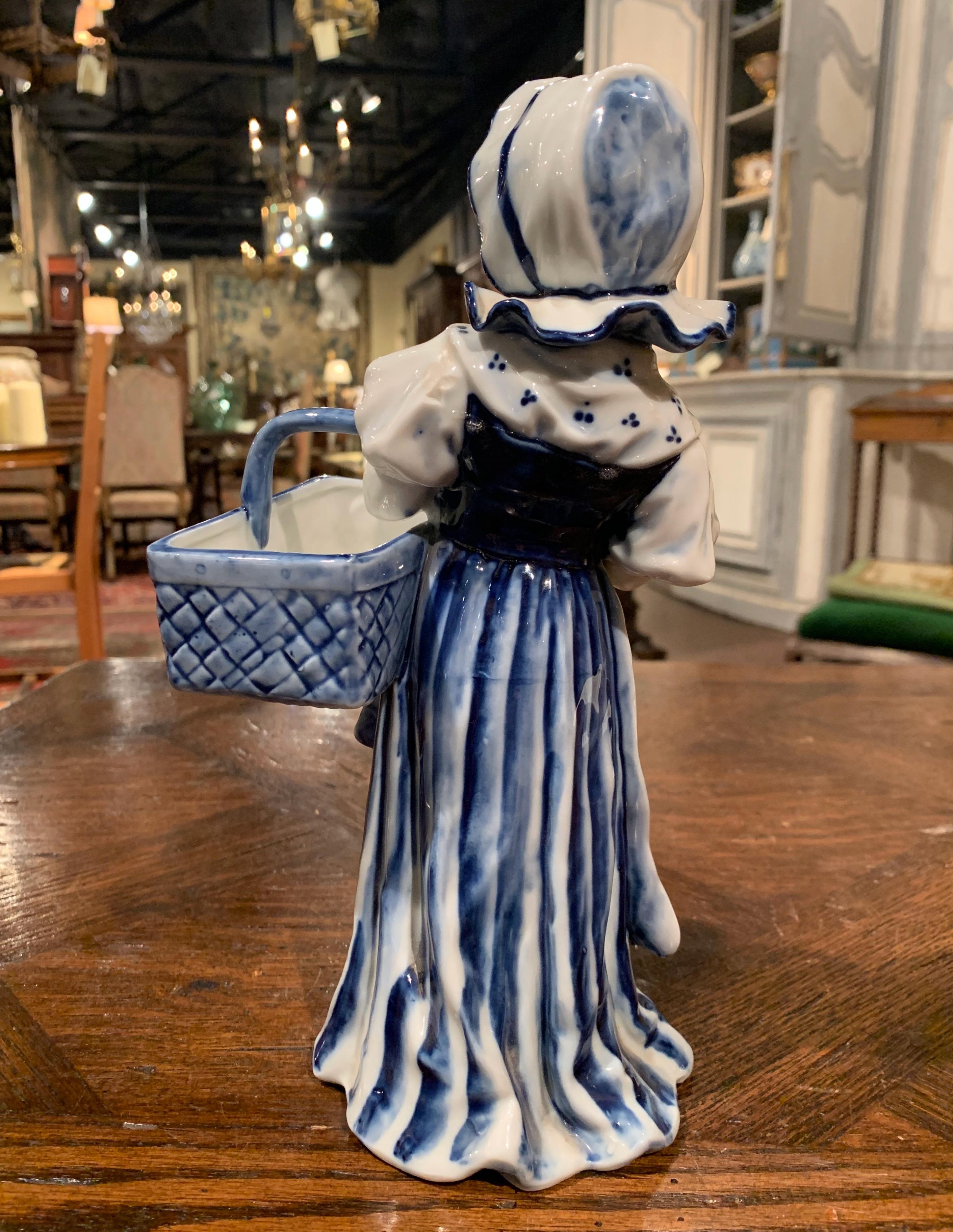 Mid-20th Century Blue and White Hand Painted Delft Porcelain Figurine 2