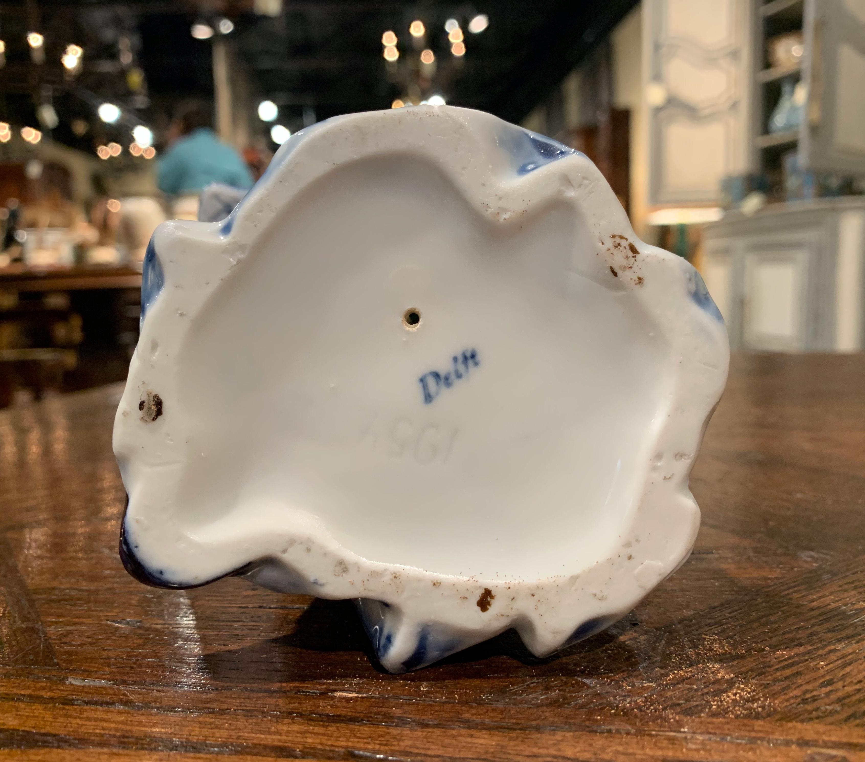 Mid-20th Century Blue and White Hand Painted Delft Porcelain Figurine 4