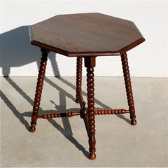 Mid-20th Century Bobbin Side Table with Octagonal Top