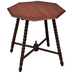 Mid-20th Century Bobbin Side Table with Octagonal Top