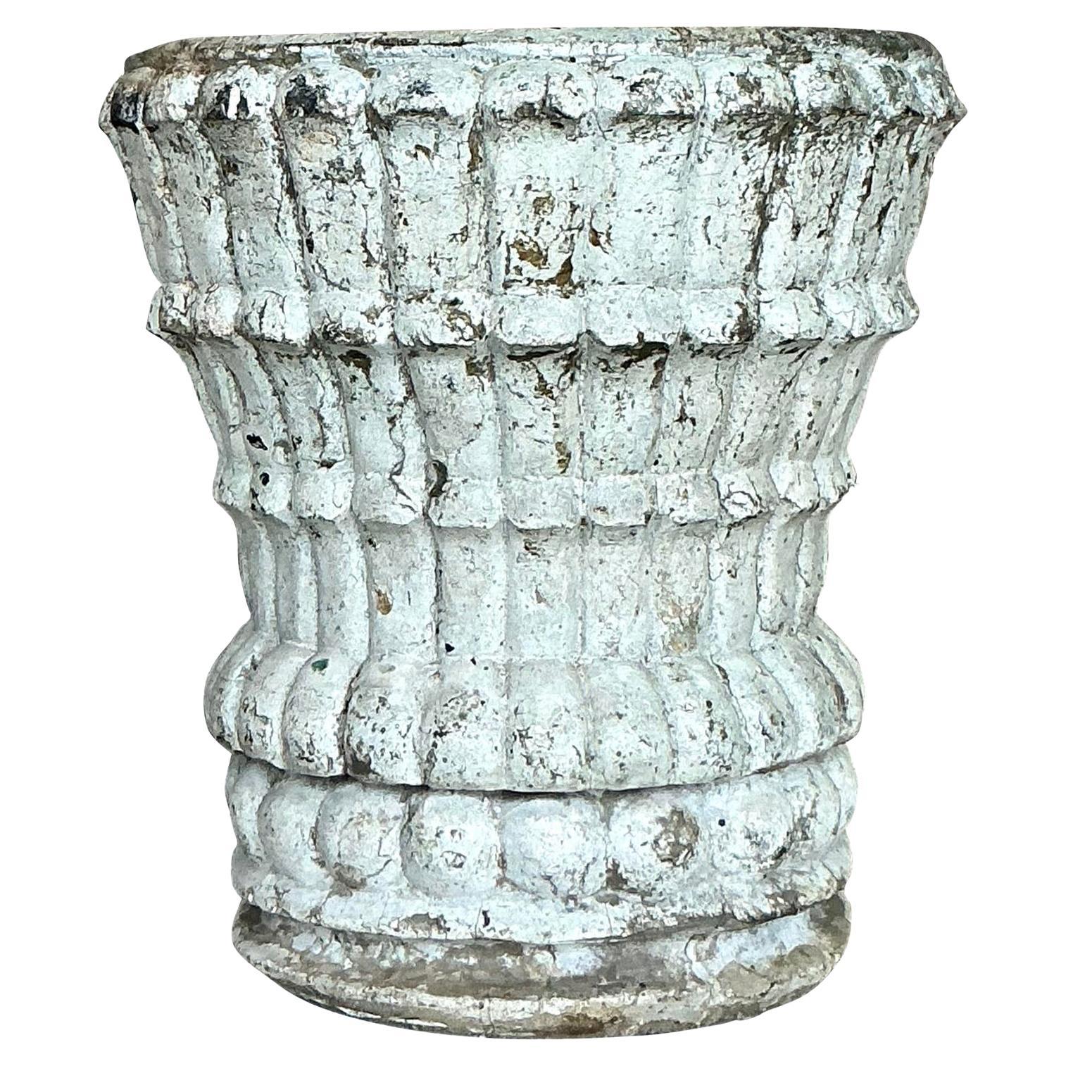 Mid 20th Century Boho Cast Stone Planter For Sale