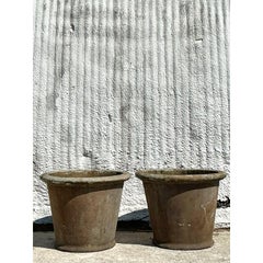 Mid 20th Century Boho Glazed Ceramic Clay Pots - A Pair