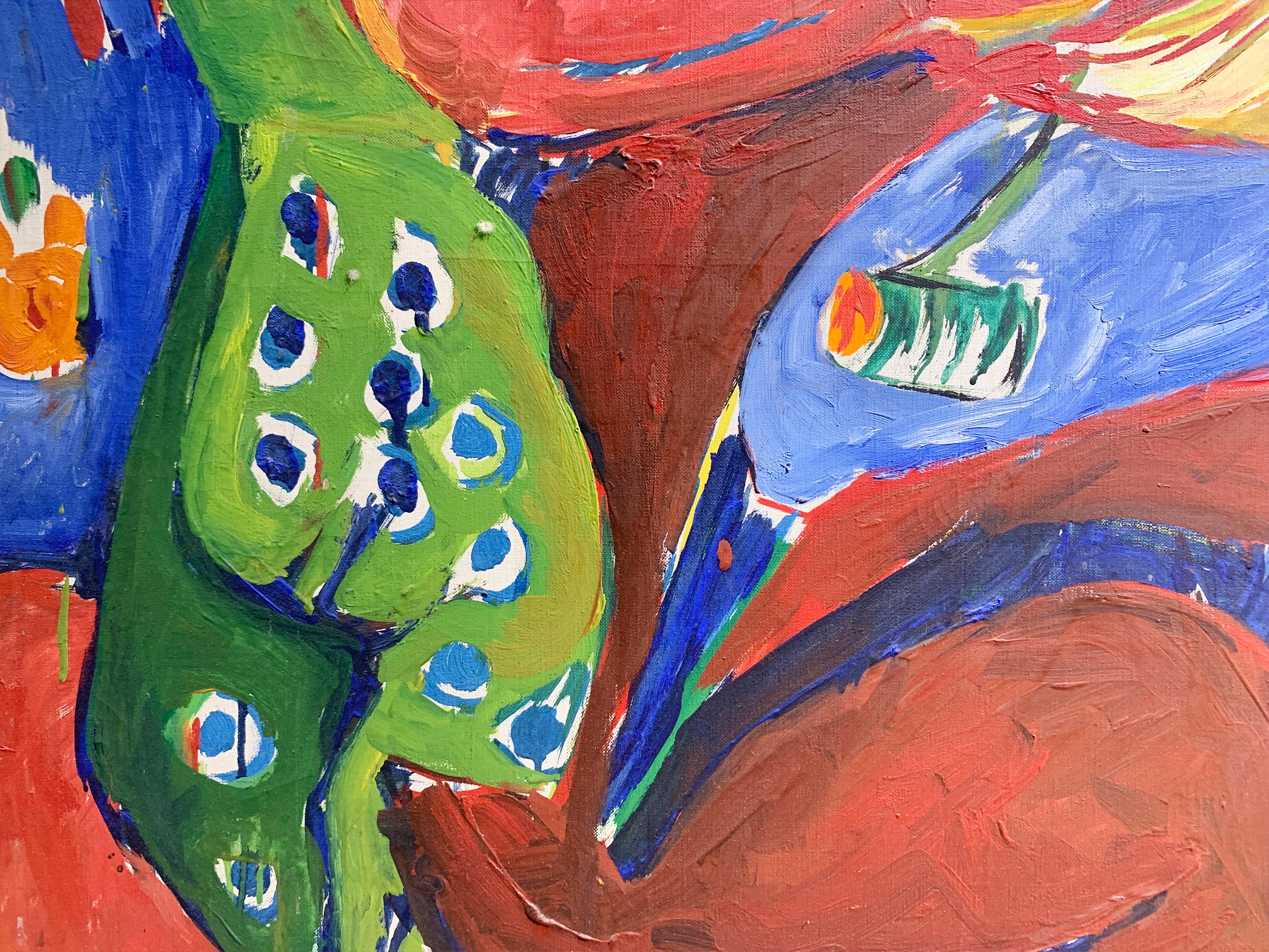 Portrait expressionniste audacieux d'une femme assise, signé 