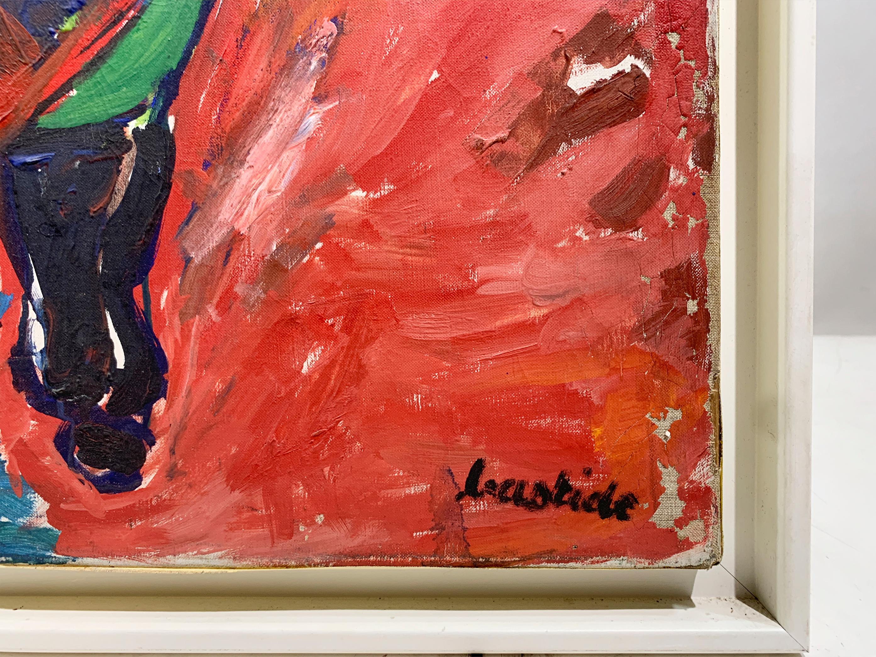 Toile Portrait expressionniste audacieux d'une femme assise, signé 