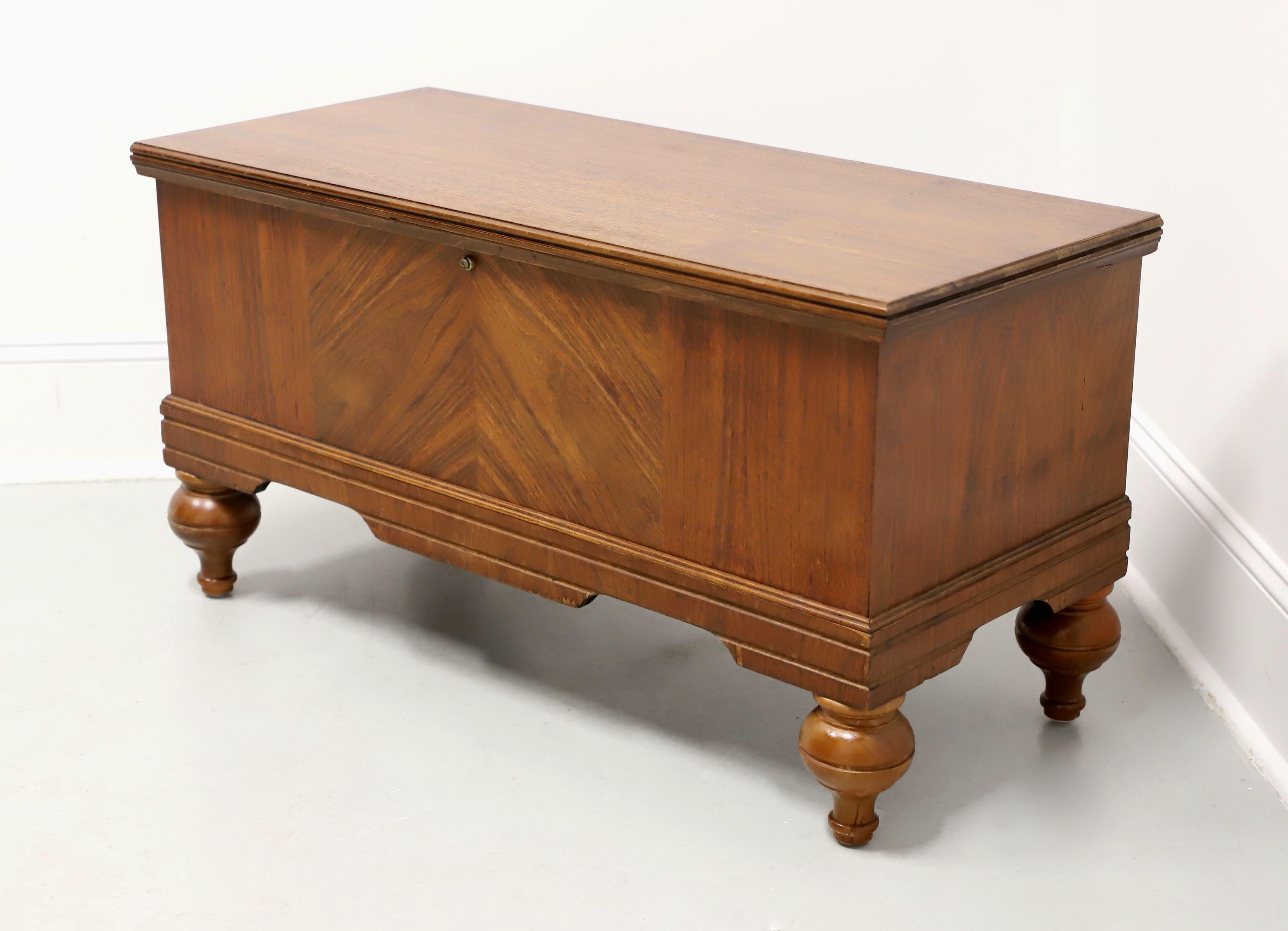 American Mid 20th Century Bookmatched Walnut Art Deco Cedar Blanket Chest For Sale