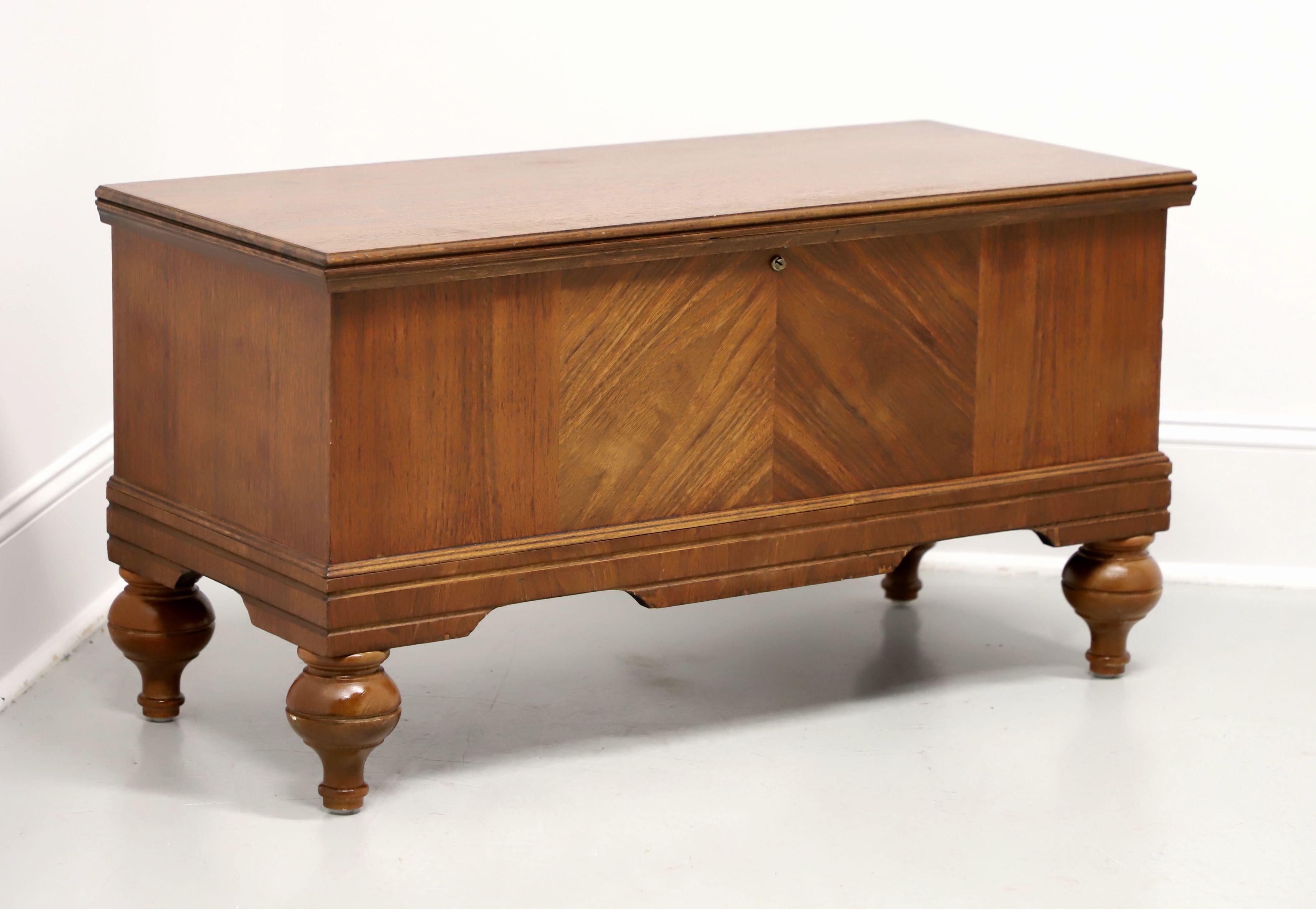 Mid 20th Century Bookmatched Walnut Art Deco Cedar Blanket Chest For Sale 3