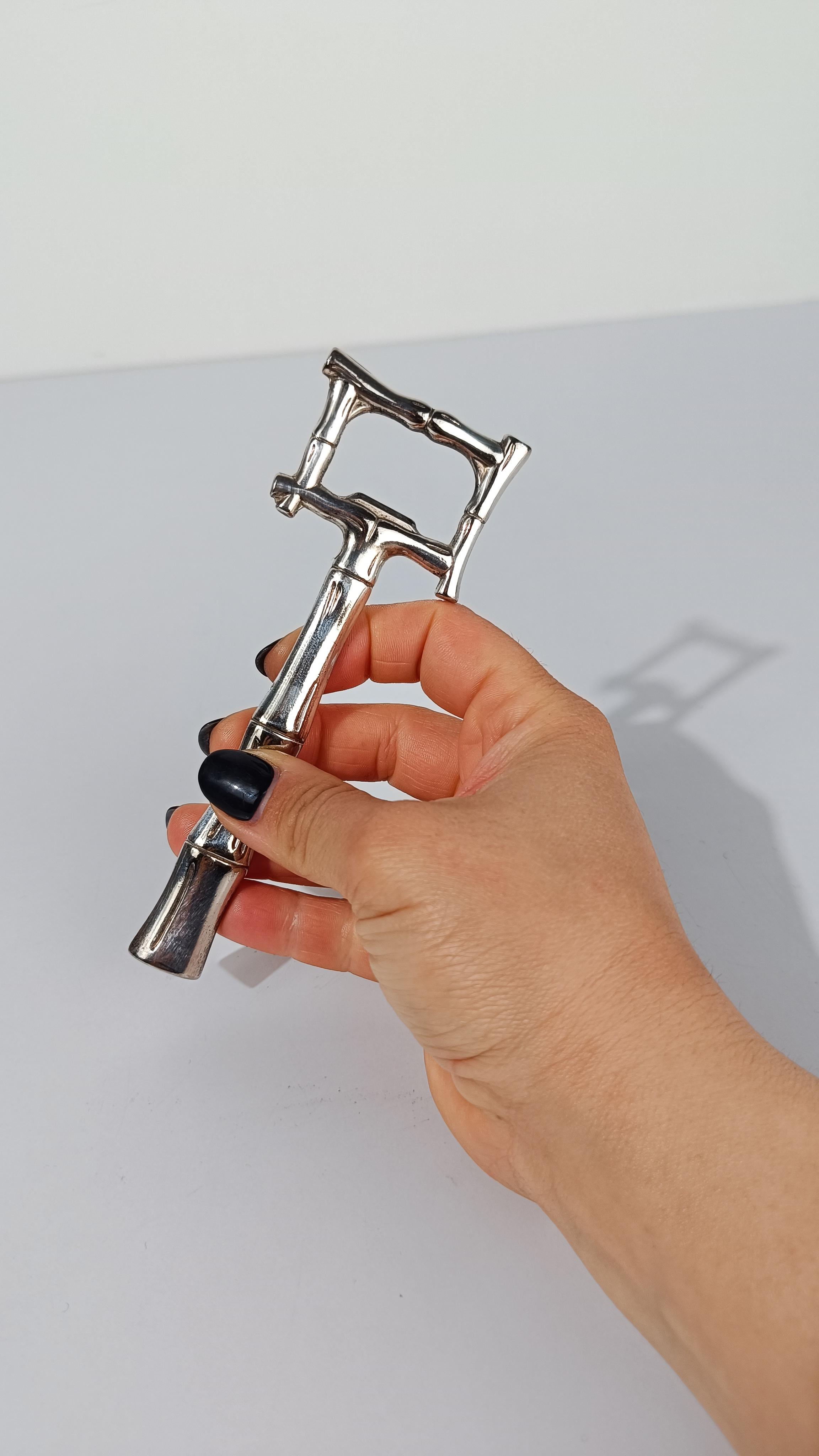 Mid 20th Century Bottle Opener in Chrome Faux Bamboo, Hollywood Regency Style For Sale 2