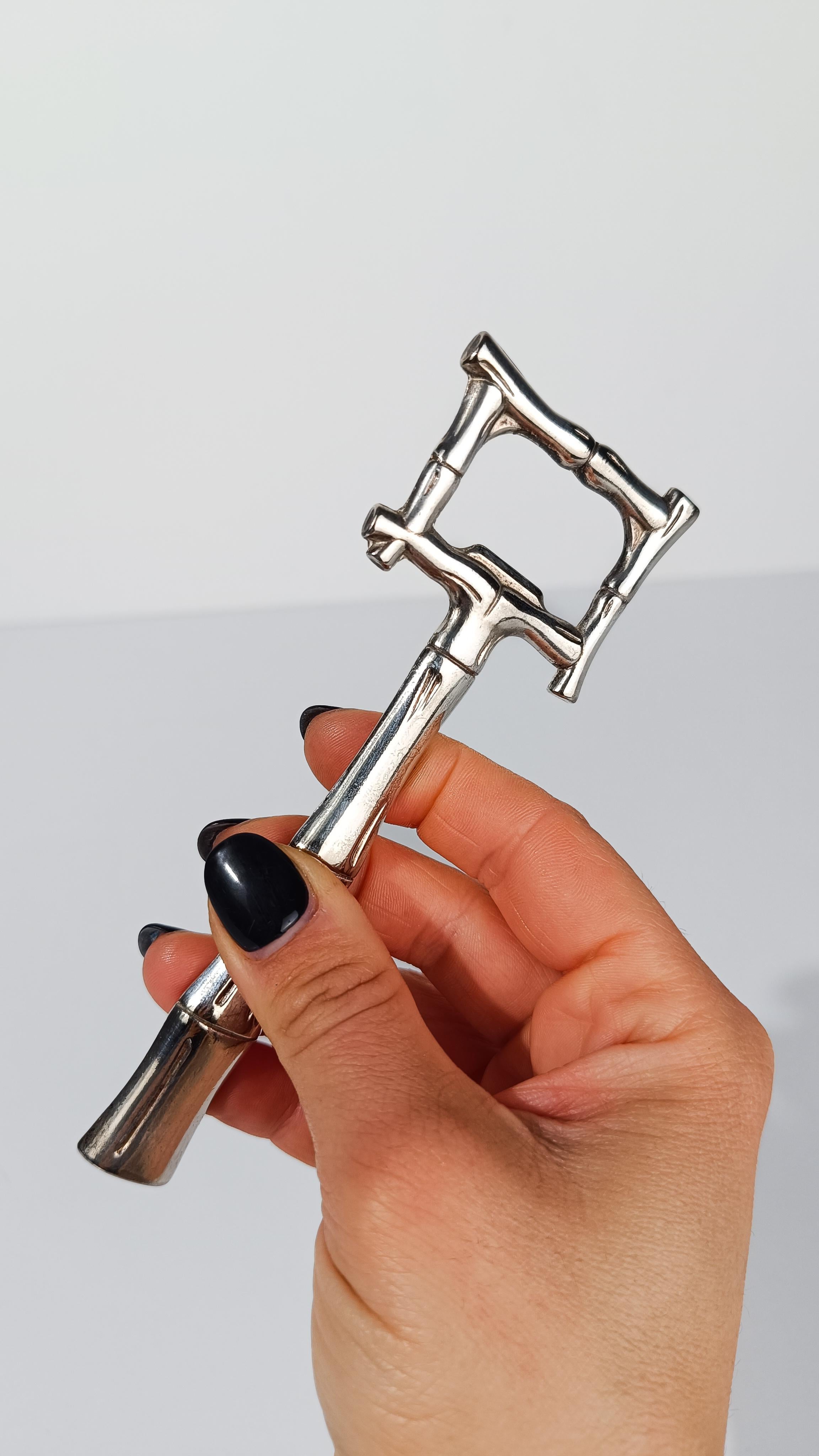 Mid 20th Century Bottle Opener in Chrome Faux Bamboo, Hollywood Regency Style For Sale 3