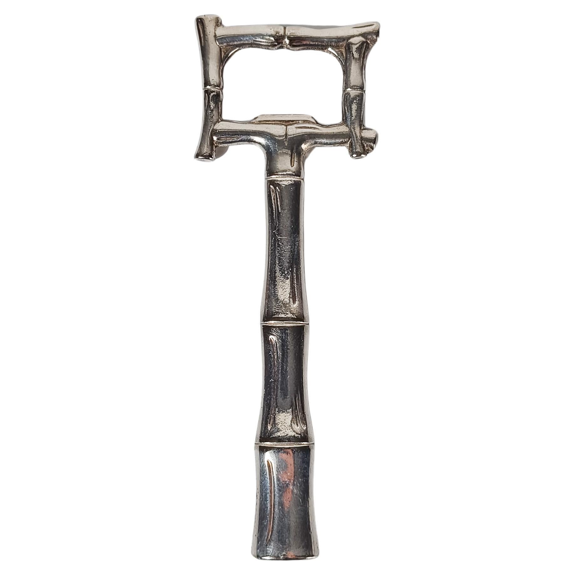 Mid 20th Century Bottle Opener in Chrome Faux Bamboo, Hollywood Regency Style