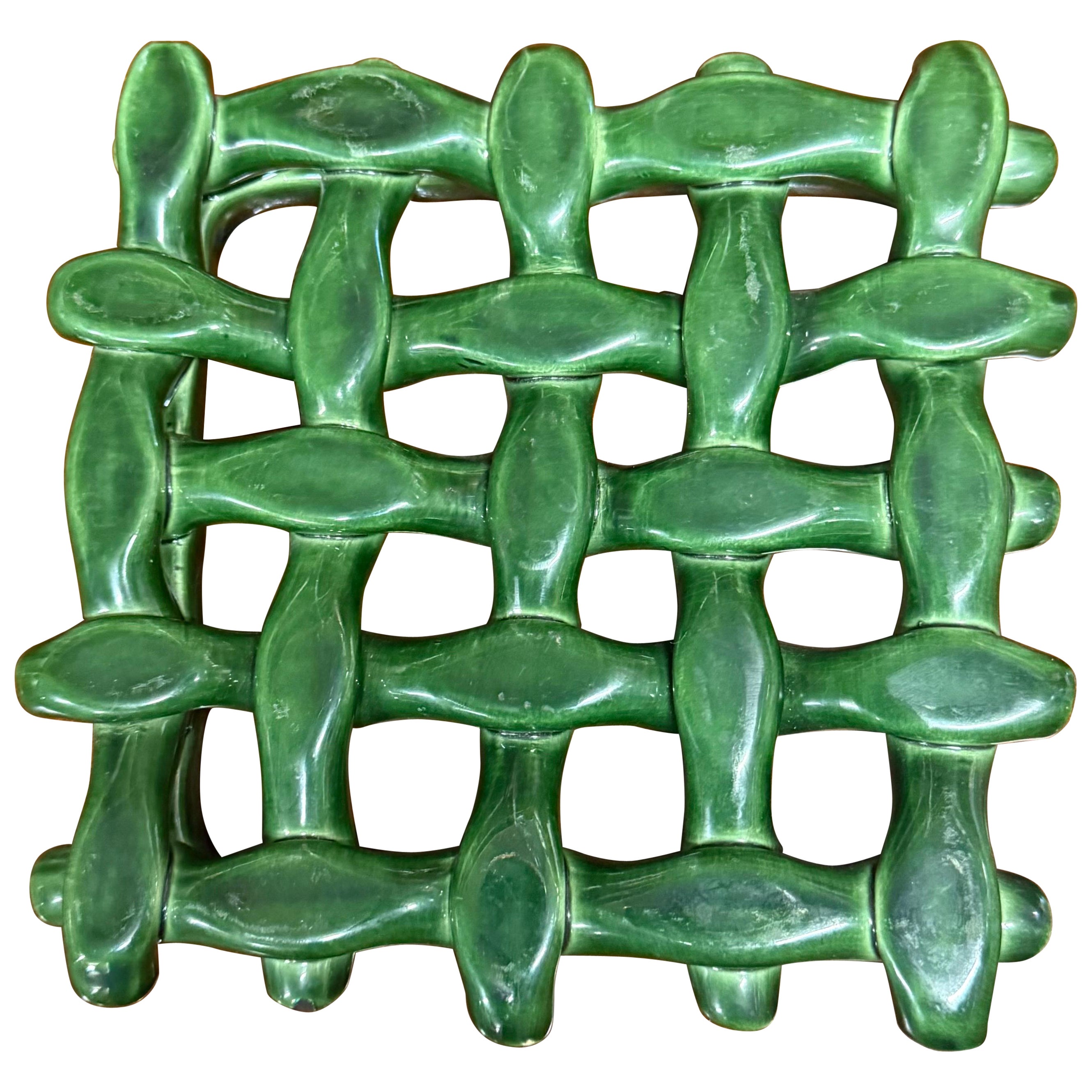 Mid 20th Century Braided Ceramic Trivet From Portugal