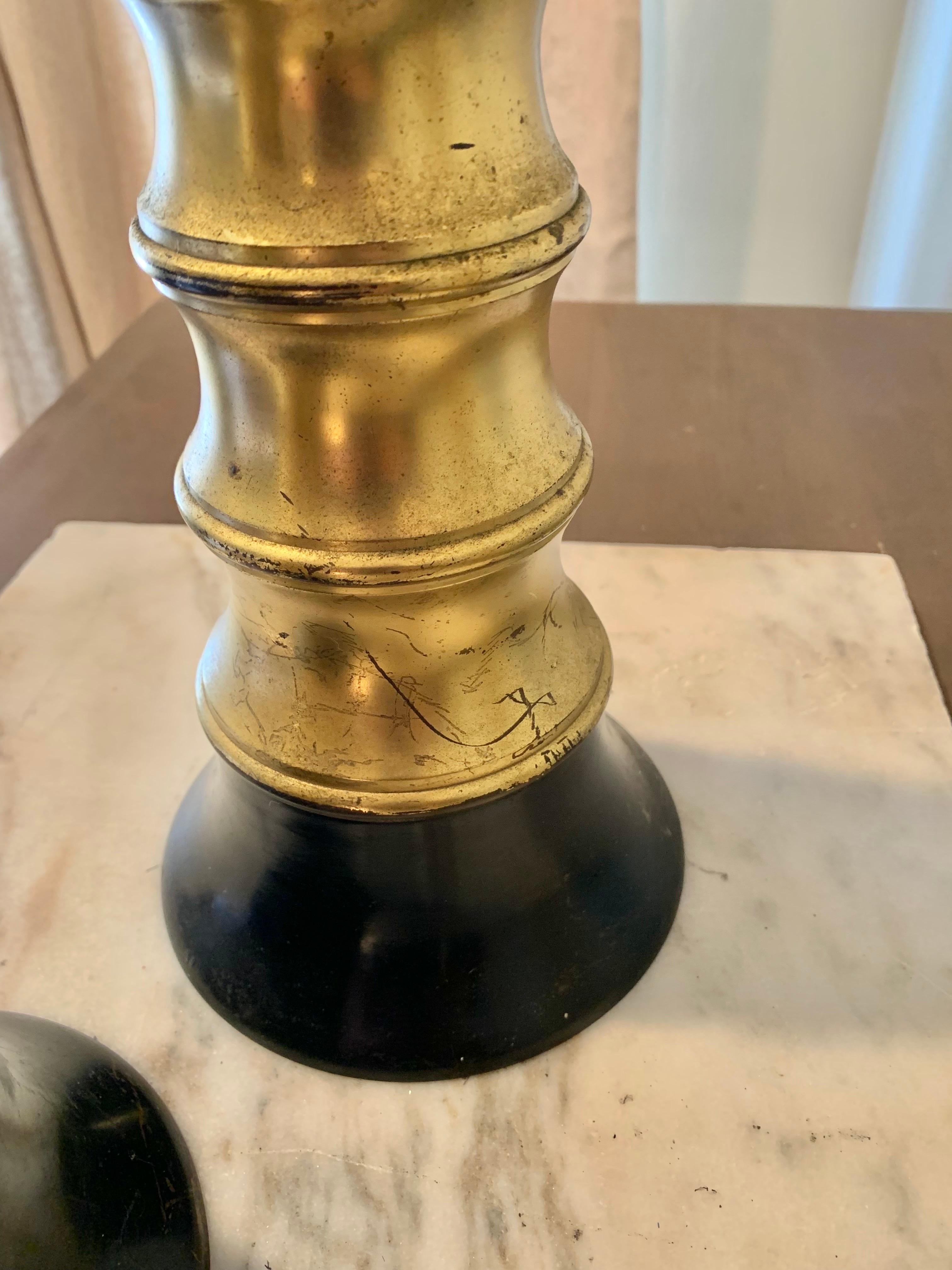 Mid 20th Century Brass and Ebonized Candle Holders - a Pair For Sale 8