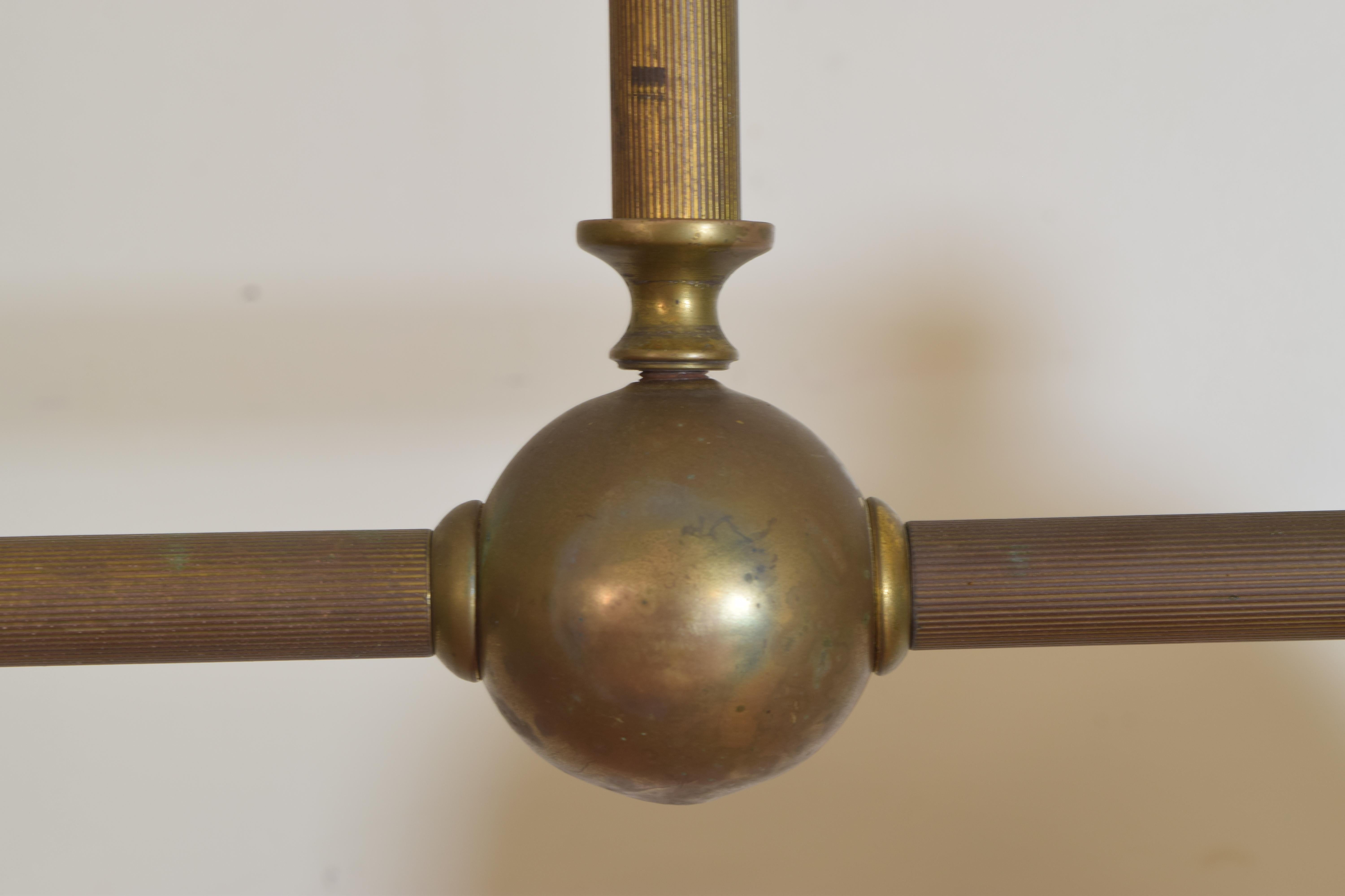 Mid-20th Century Brass and Enameled Tole Two Light Pendant 5