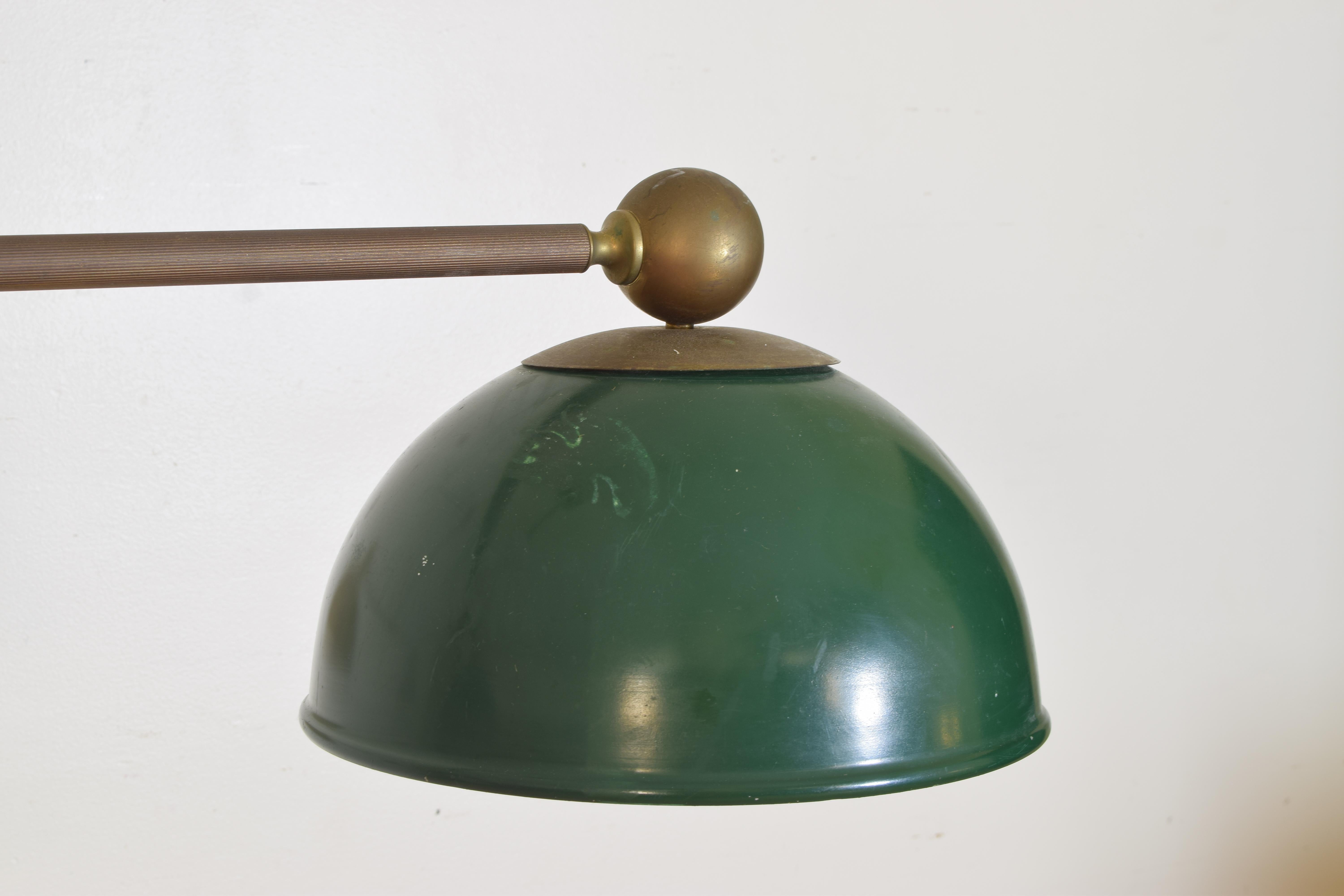 Mid-20th Century Brass and Enameled Tole Two Light Pendant 1