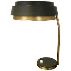 Mid-Century Modern Brass and Grey Colored Metal Table Lamp