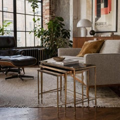Mid-20th Century Brass and original mirror Masion Jansen nesting tables