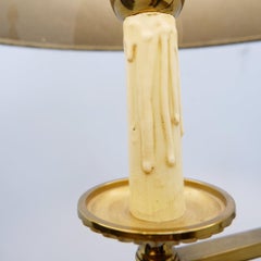 mid-20th Century brass and wood library or reading floor lamp.