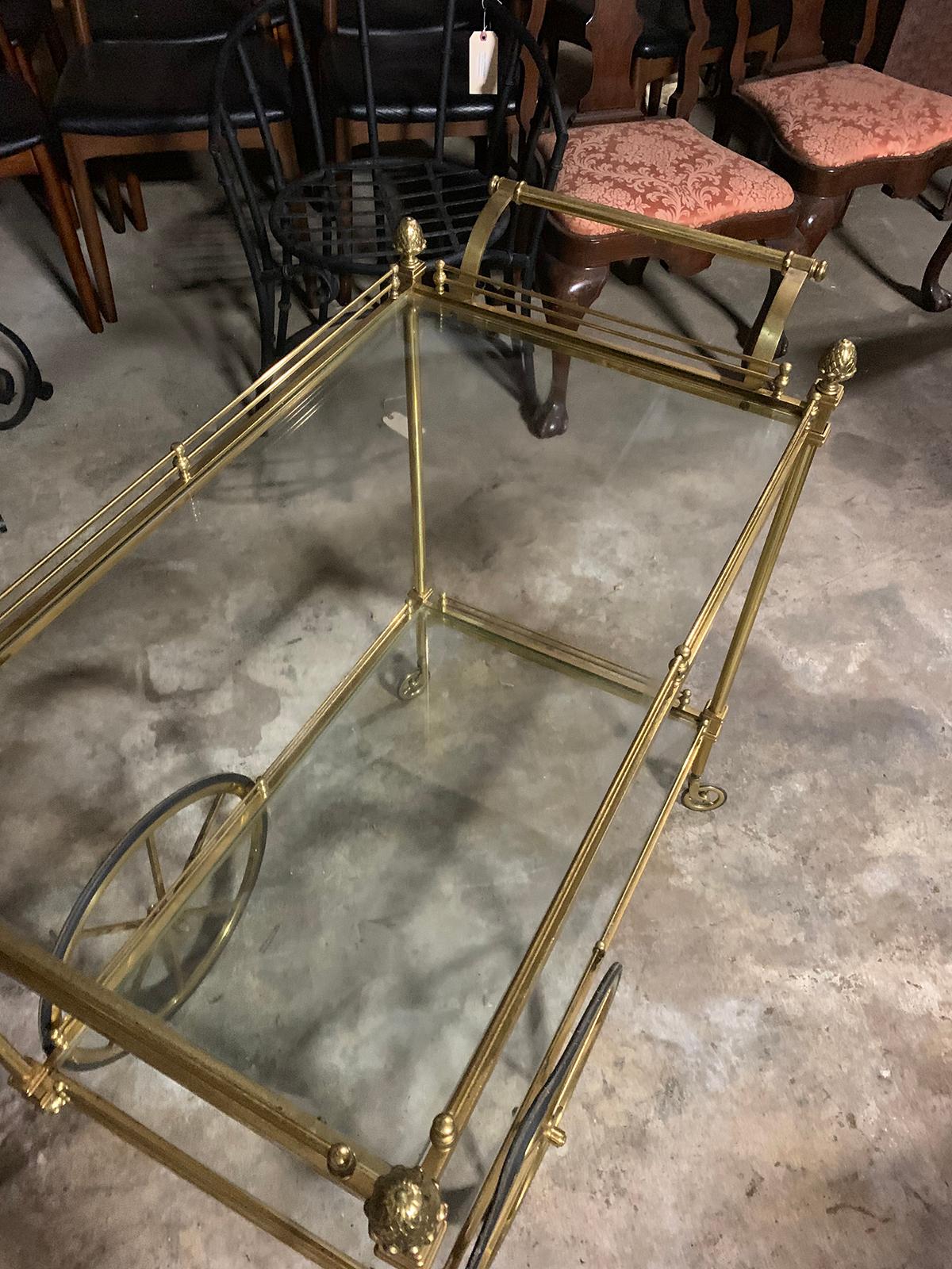 Mid-20th Century Brass Bar Cart 7