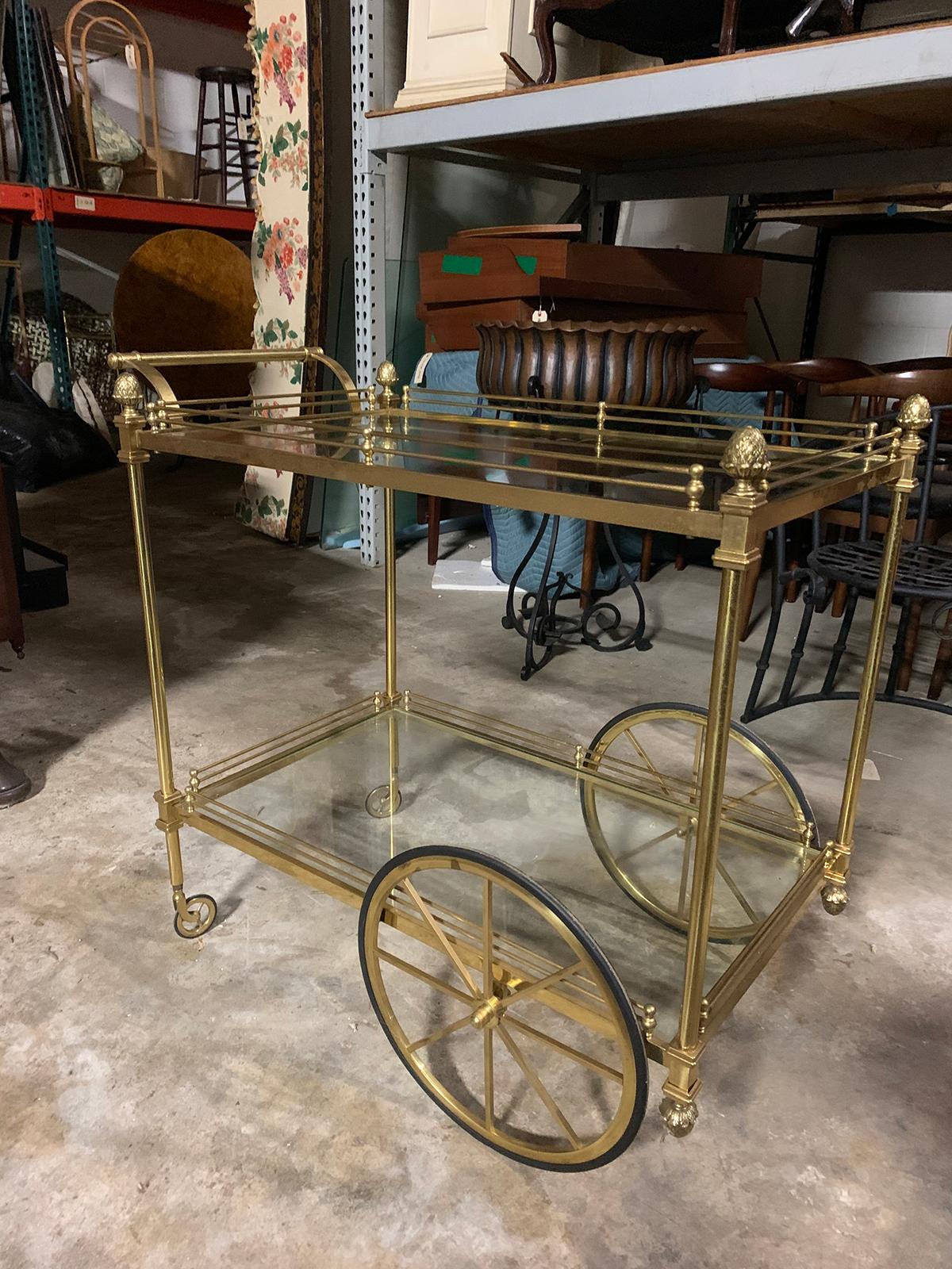 Mid-20th Century Brass Bar Cart 8
