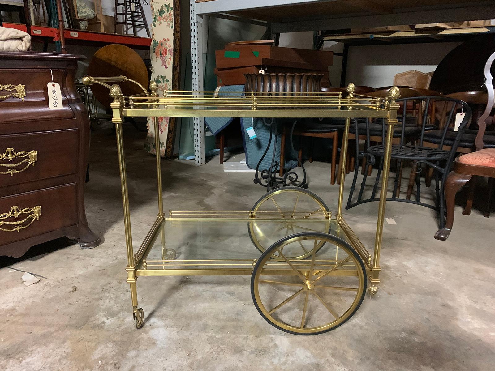 Mid-20th Century Brass Bar Cart 9