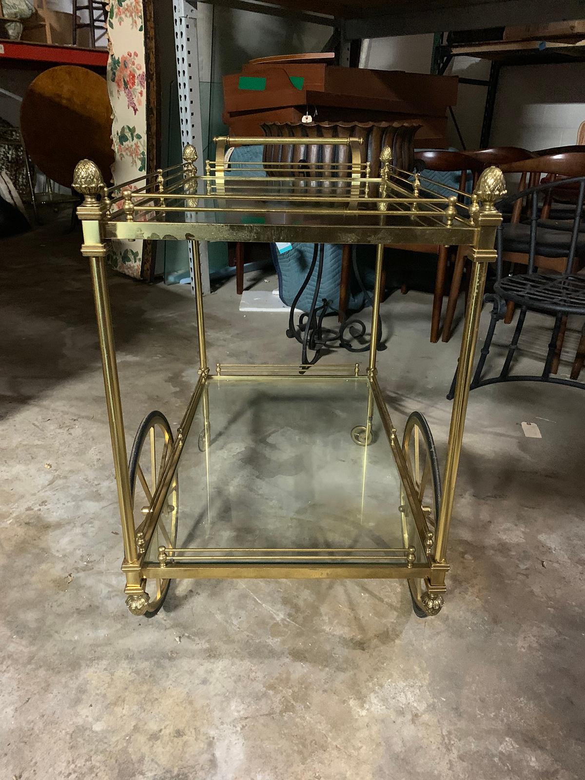Mid-20th Century Brass Bar Cart 12
