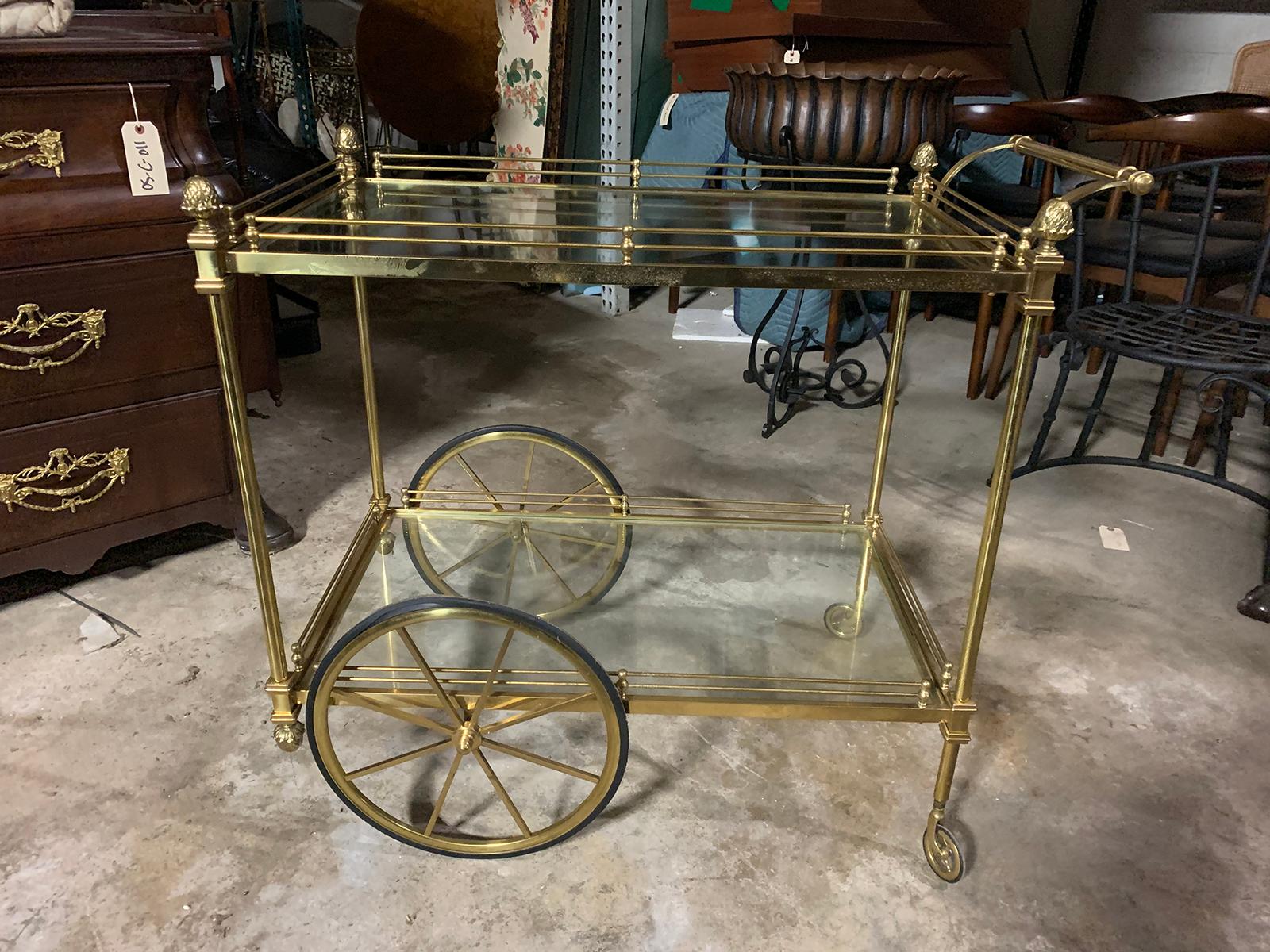 Mid-20th Century Brass Bar Cart 13