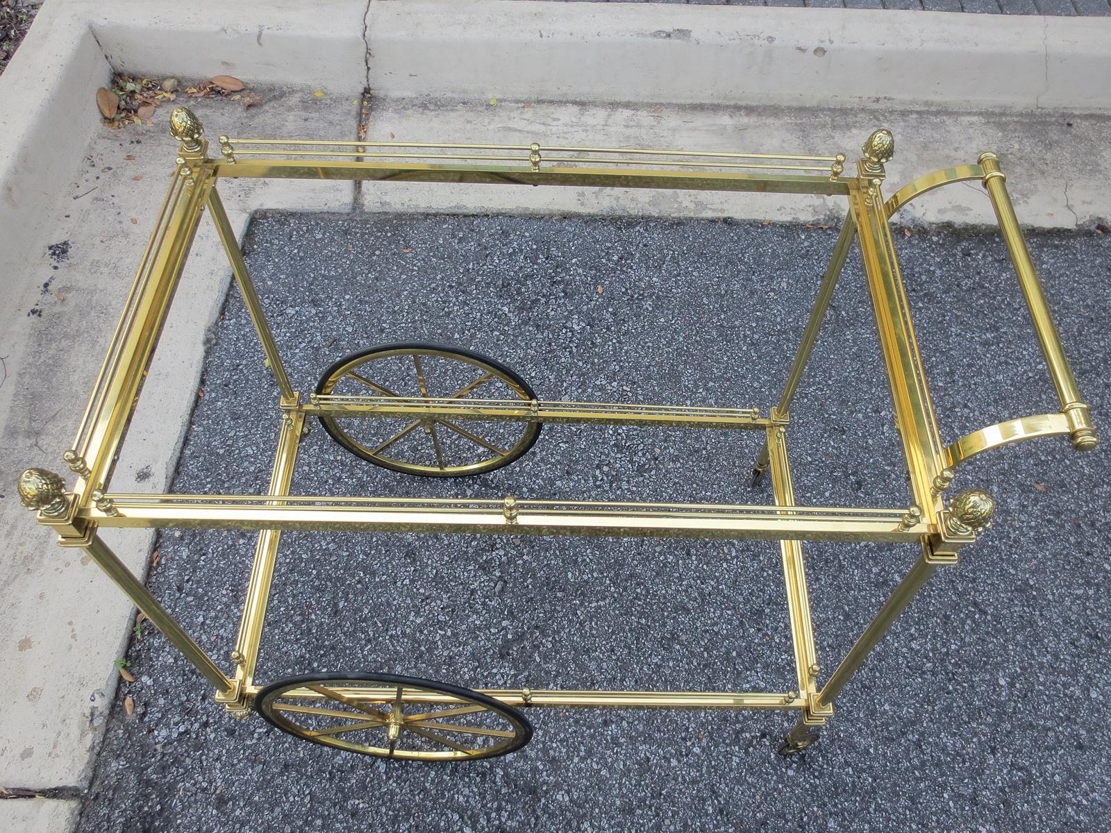 Mid-20th Century Brass Bar Cart 15