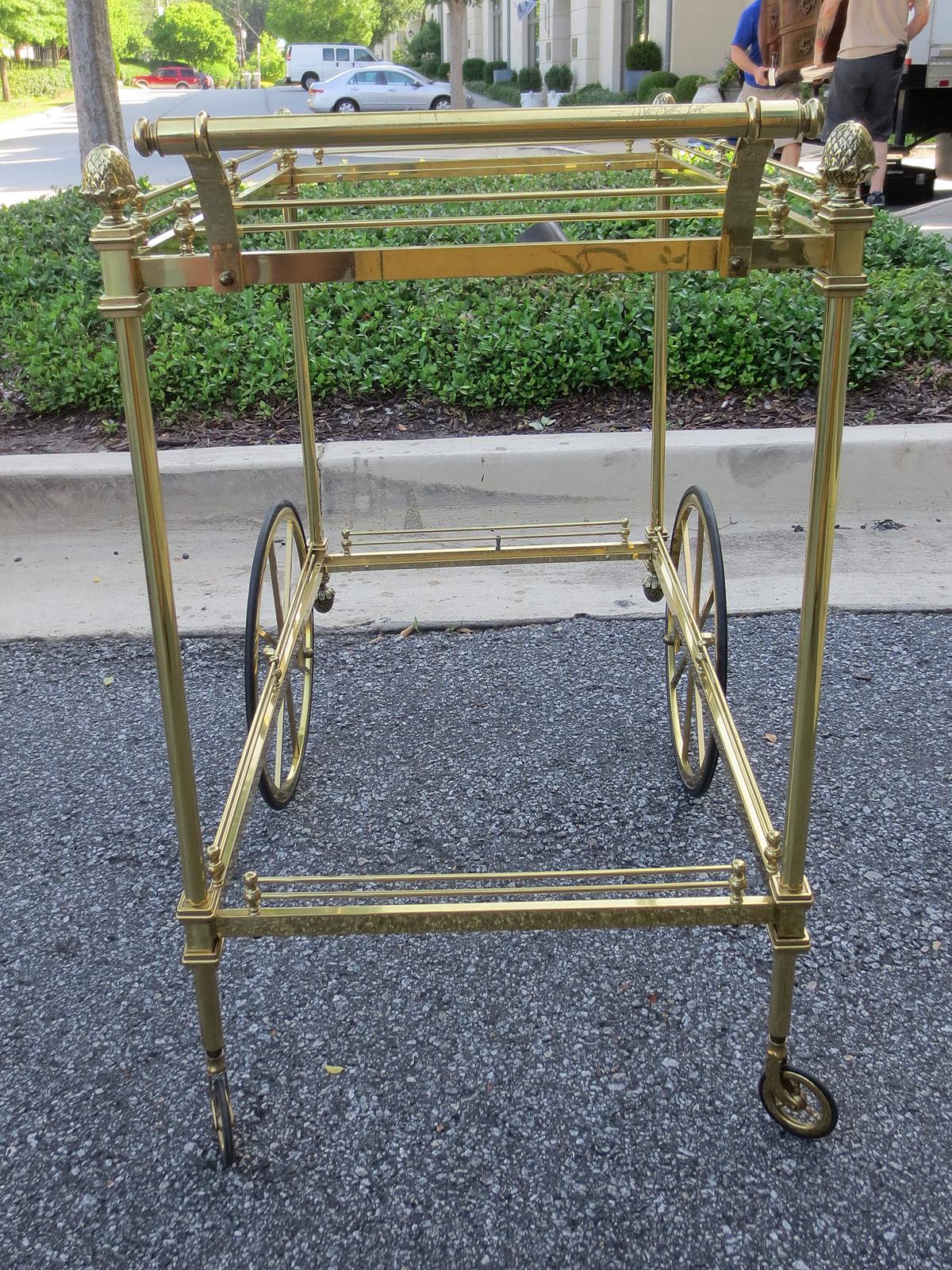 Hollywood Regency Mid-20th Century Brass Bar Cart