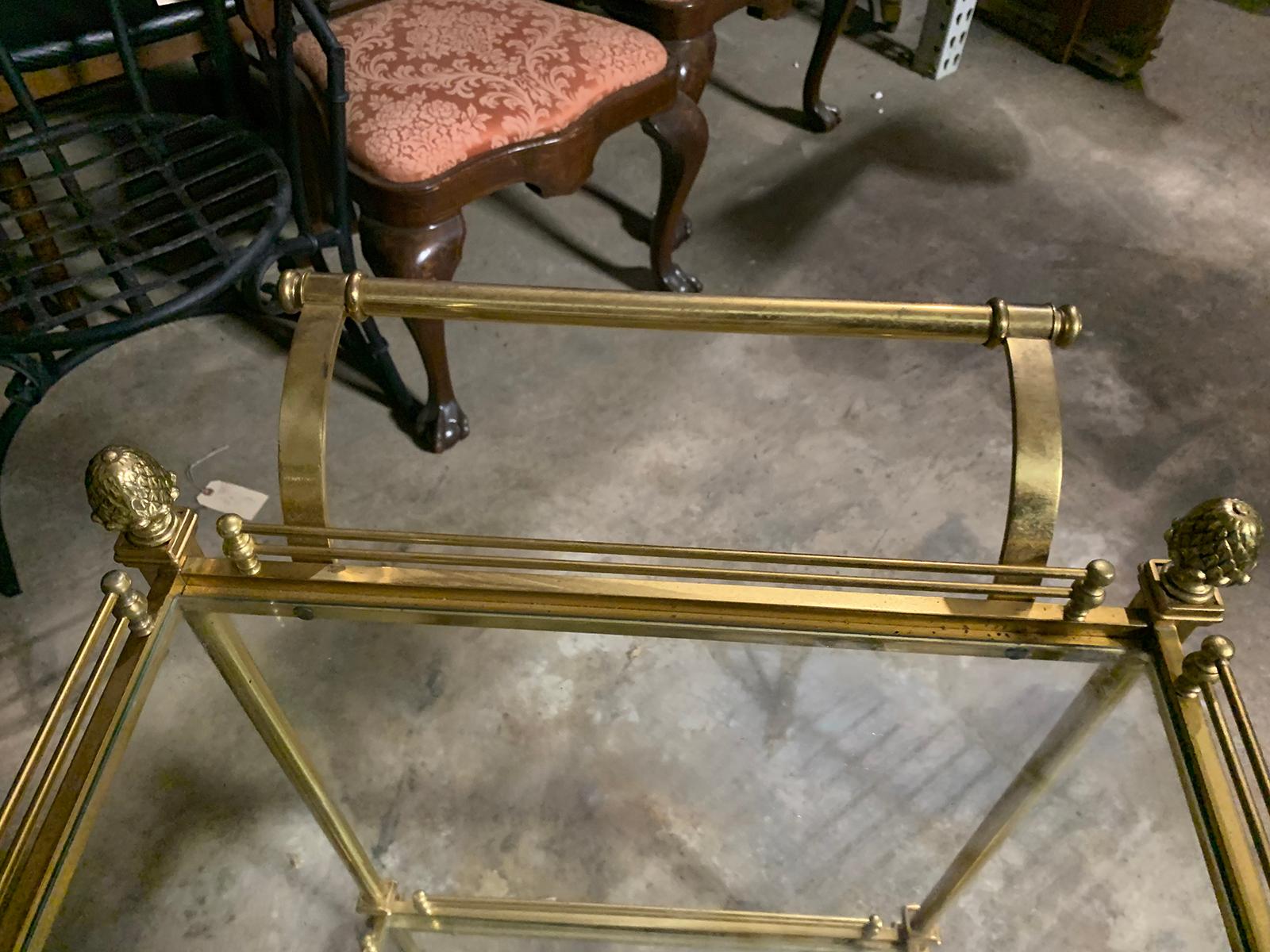 Mid-20th Century Brass Bar Cart 1