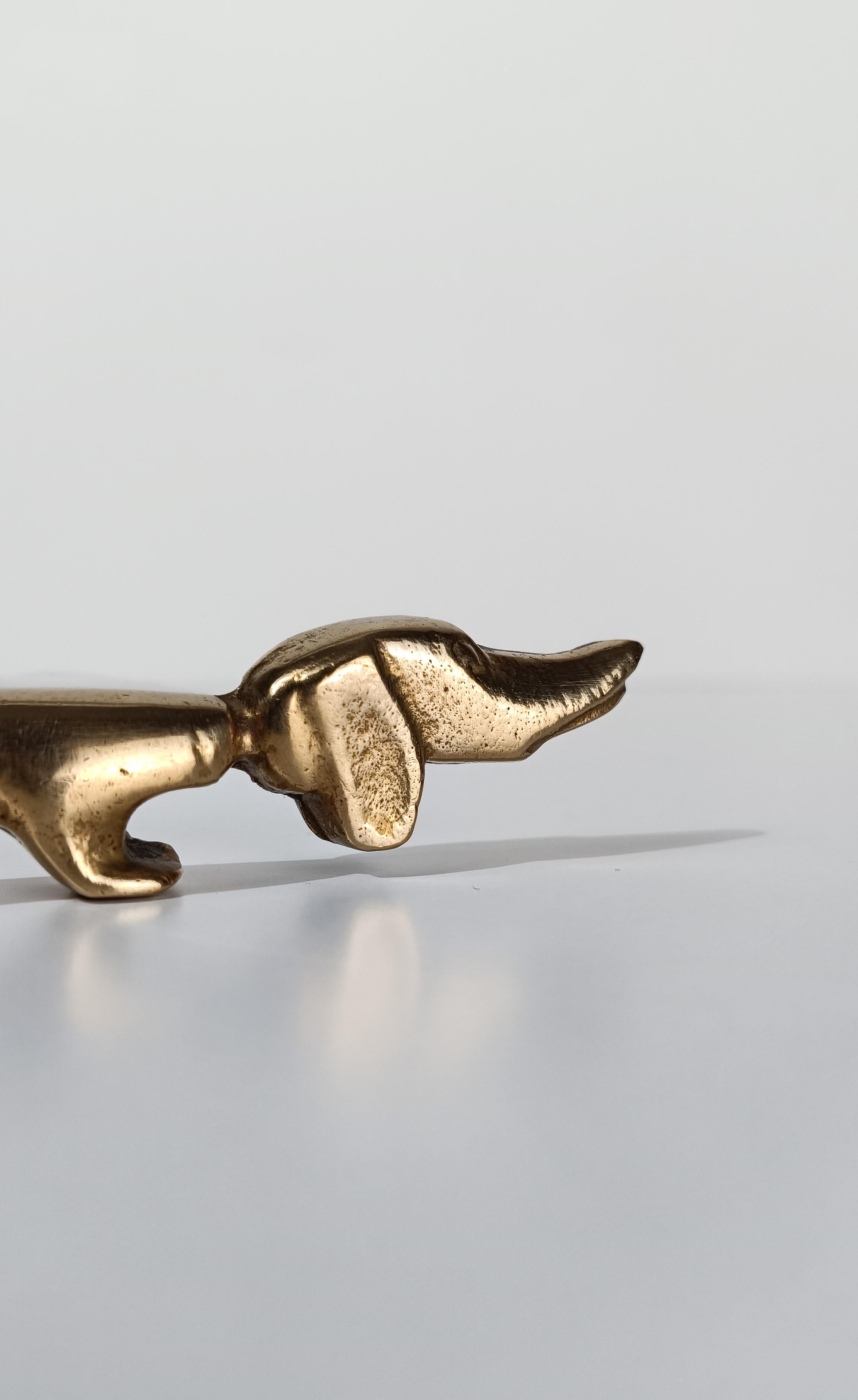 Mid 20th Century Brass Bottle Opener in the shape of a Dachshund Dog, 50s 6