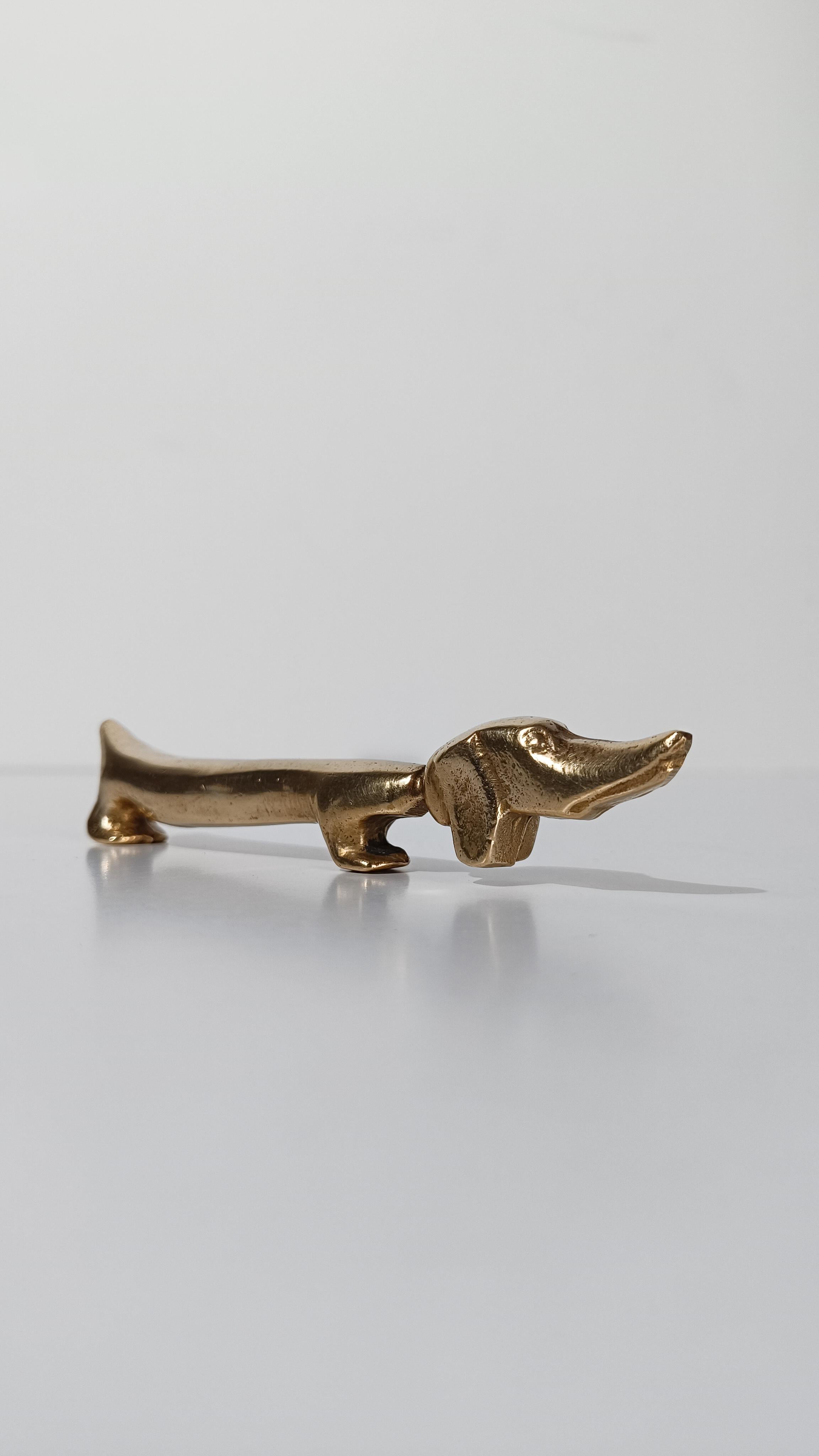 Mid 20th Century Brass Bottle Opener in the shape of a Dachshund Dog, 50s 7