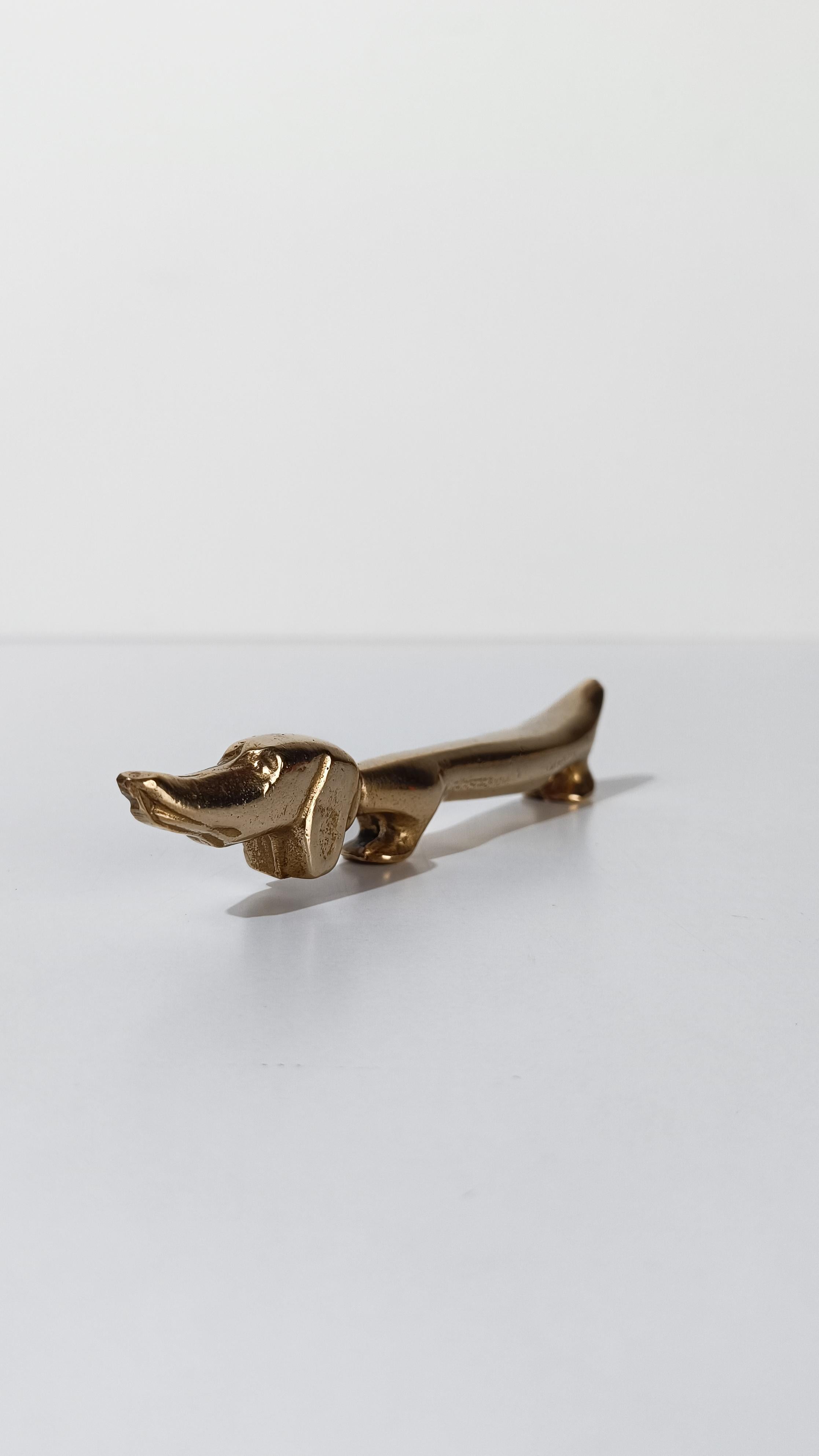 Mid 20th Century Brass Bottle Opener in the shape of a Dachshund Dog, 50s 9