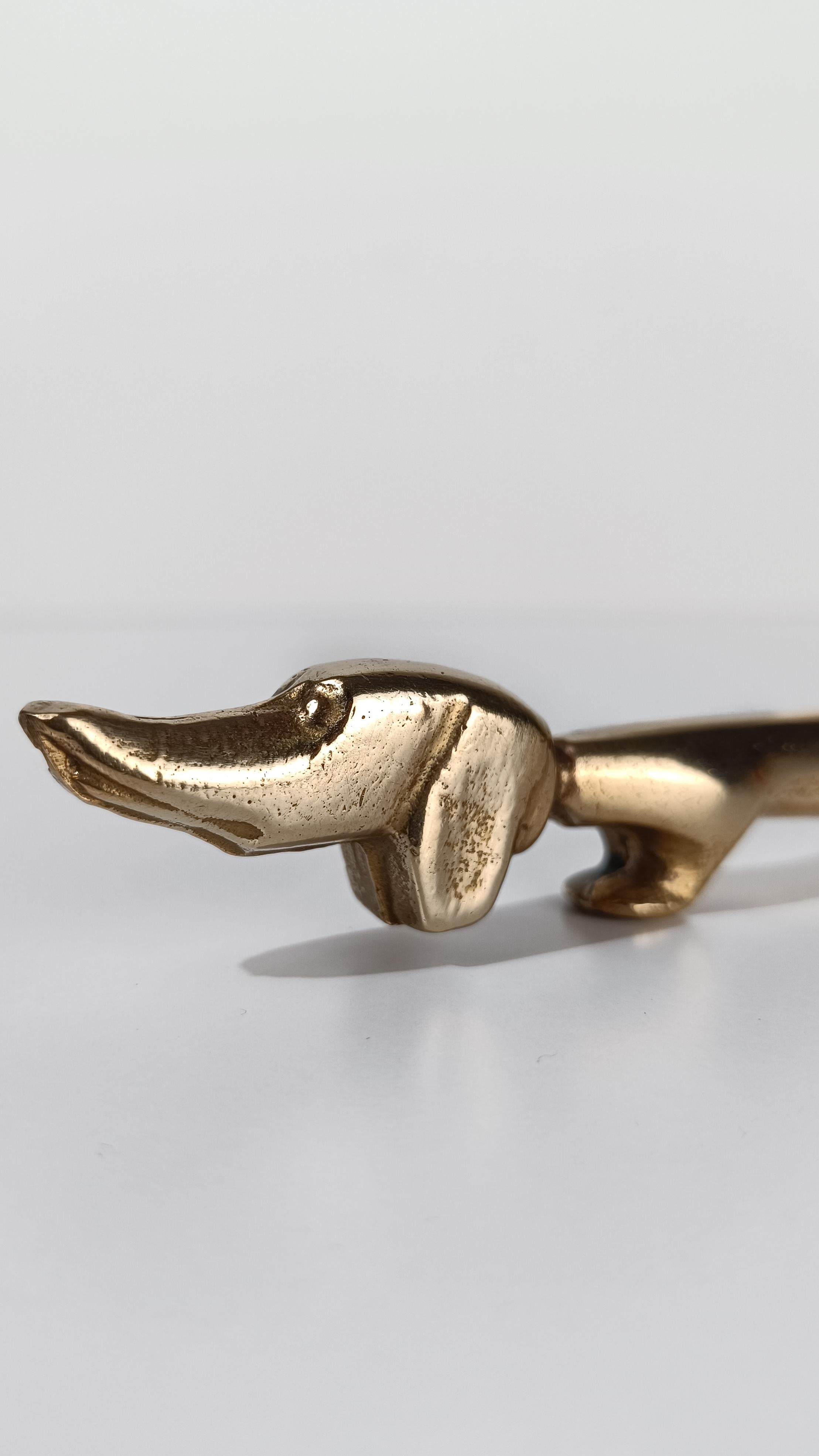 Mid 20th Century Brass Bottle Opener in the shape of a Dachshund Dog, 50s 1