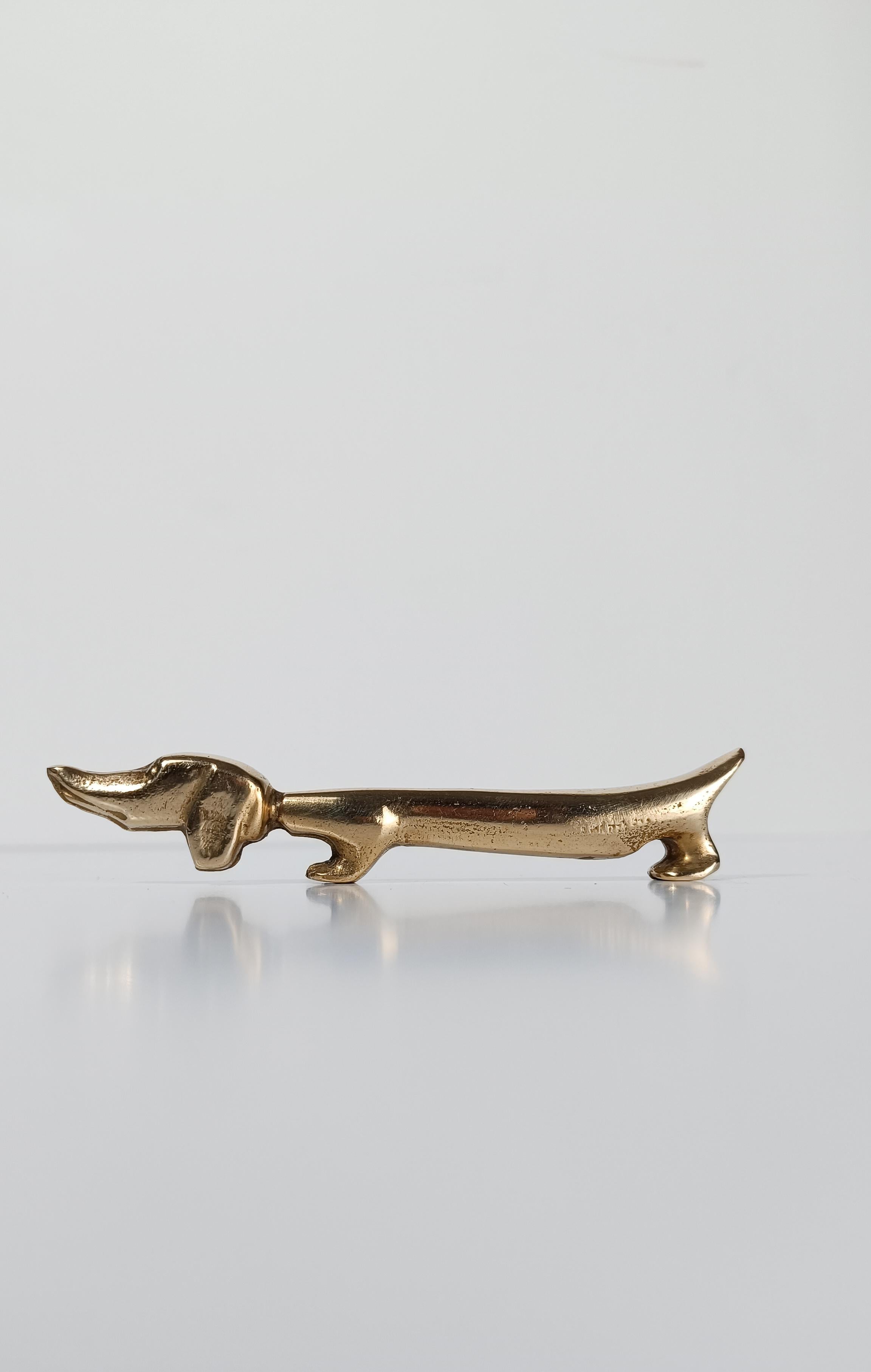 Mid 20th Century Brass Bottle Opener in the shape of a Dachshund Dog, 50s 2