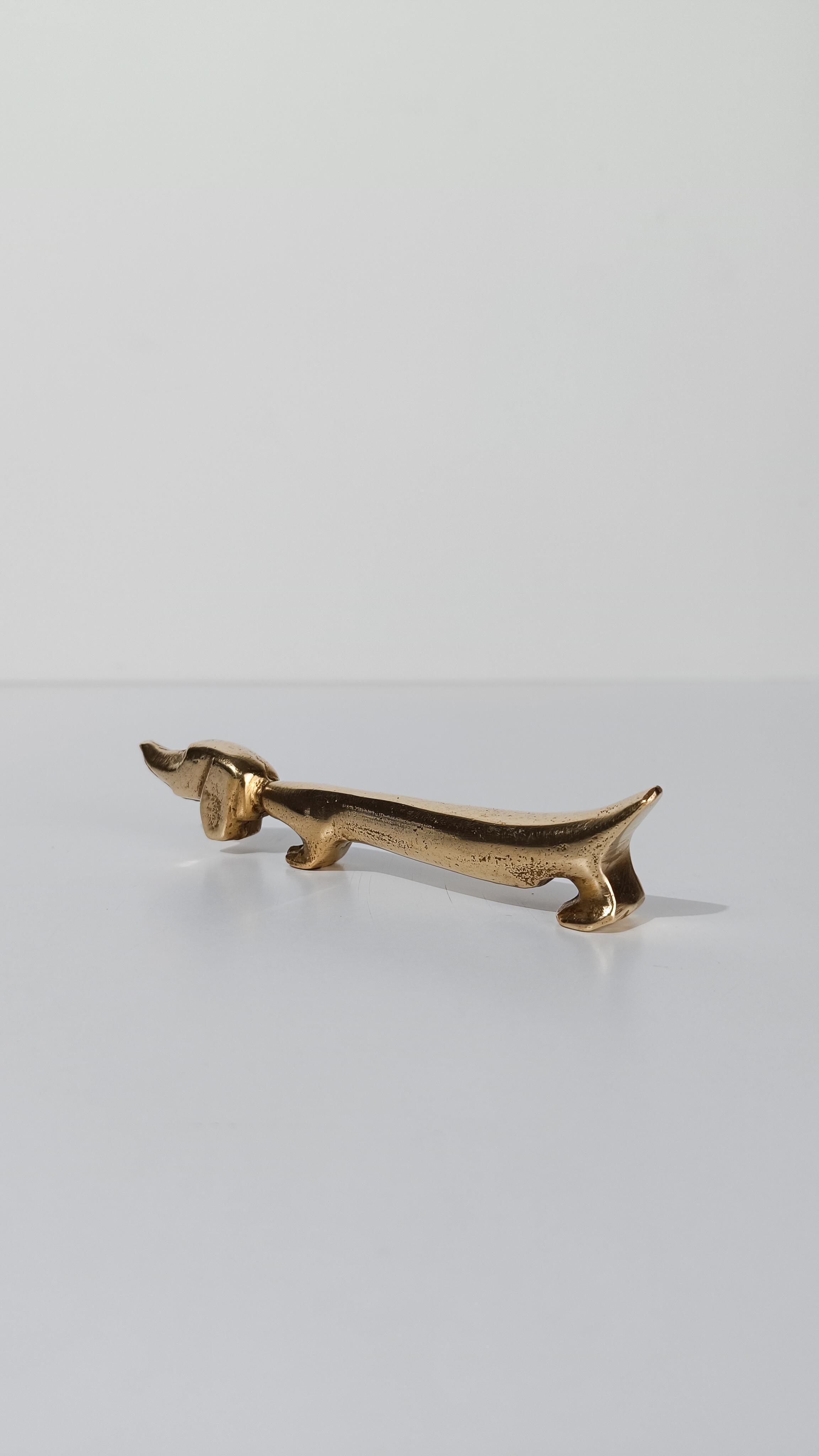 Mid 20th Century Brass Bottle Opener in the shape of a Dachshund Dog, 50s 3