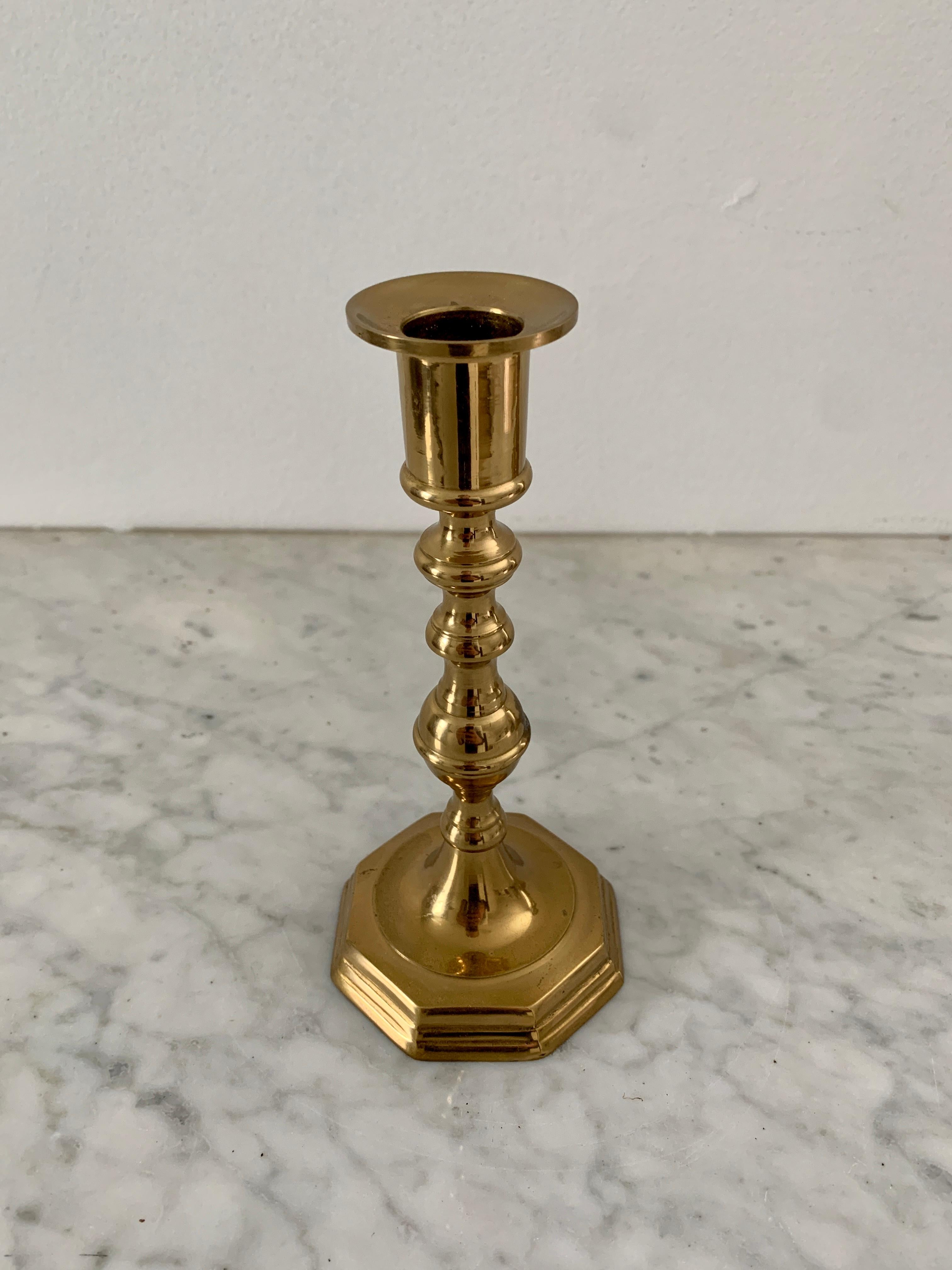 Mid-20th Century Brass Candle Holders, Set of 4 In Good Condition In Elkhart, IN
