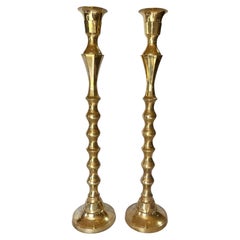 Mid 20th Century Brass Candleholders - A Pair