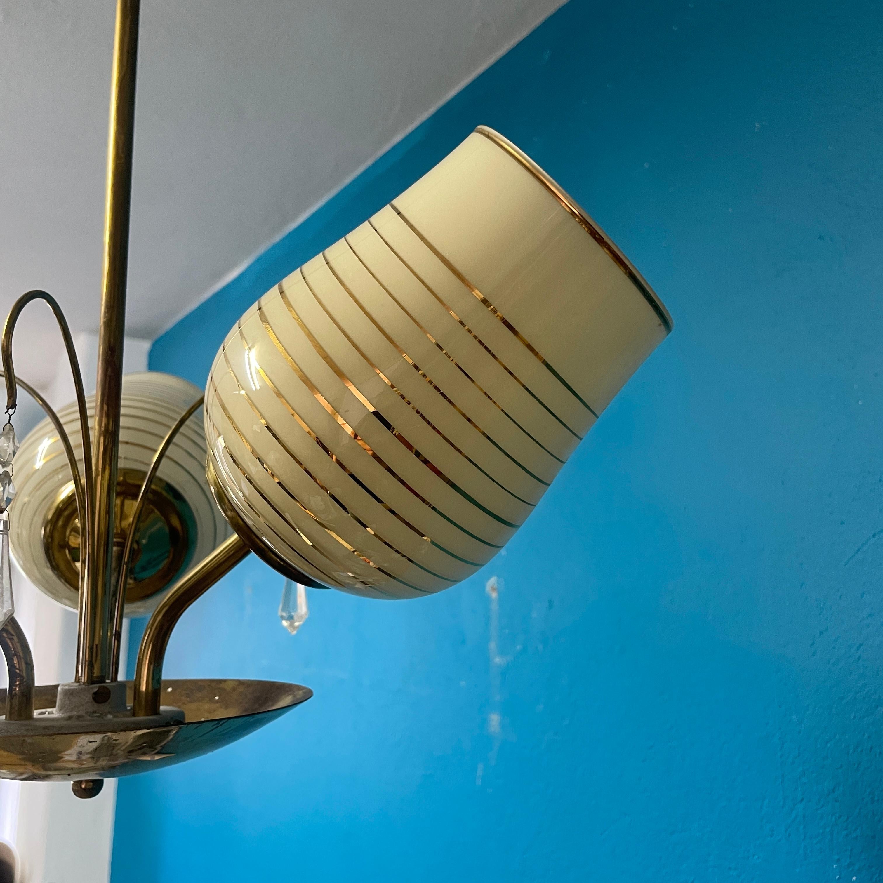 Mid-20th Century Brass Chandelier, Paavo Tynell Style, Made in Finland For Sale 7
