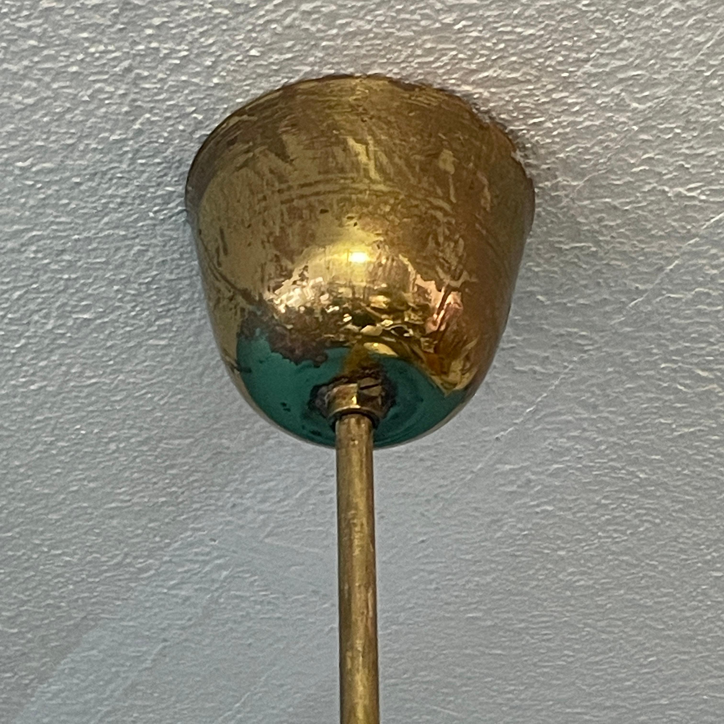 Mid-20th Century Brass Chandelier, Paavo Tynell Style, Made in Finland For Sale 8