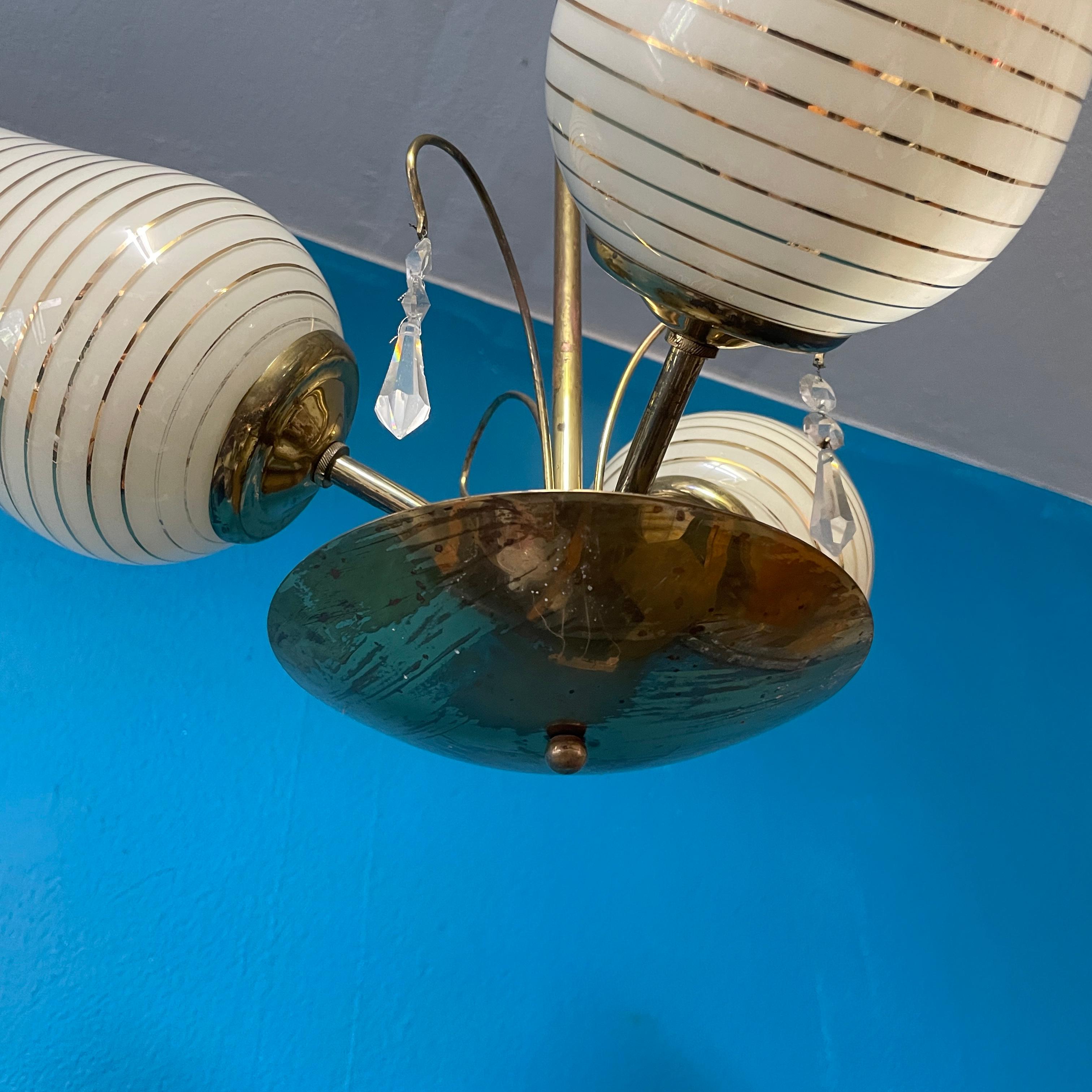 Mid-20th Century Brass Chandelier, Paavo Tynell Style, Made in Finland For Sale 1