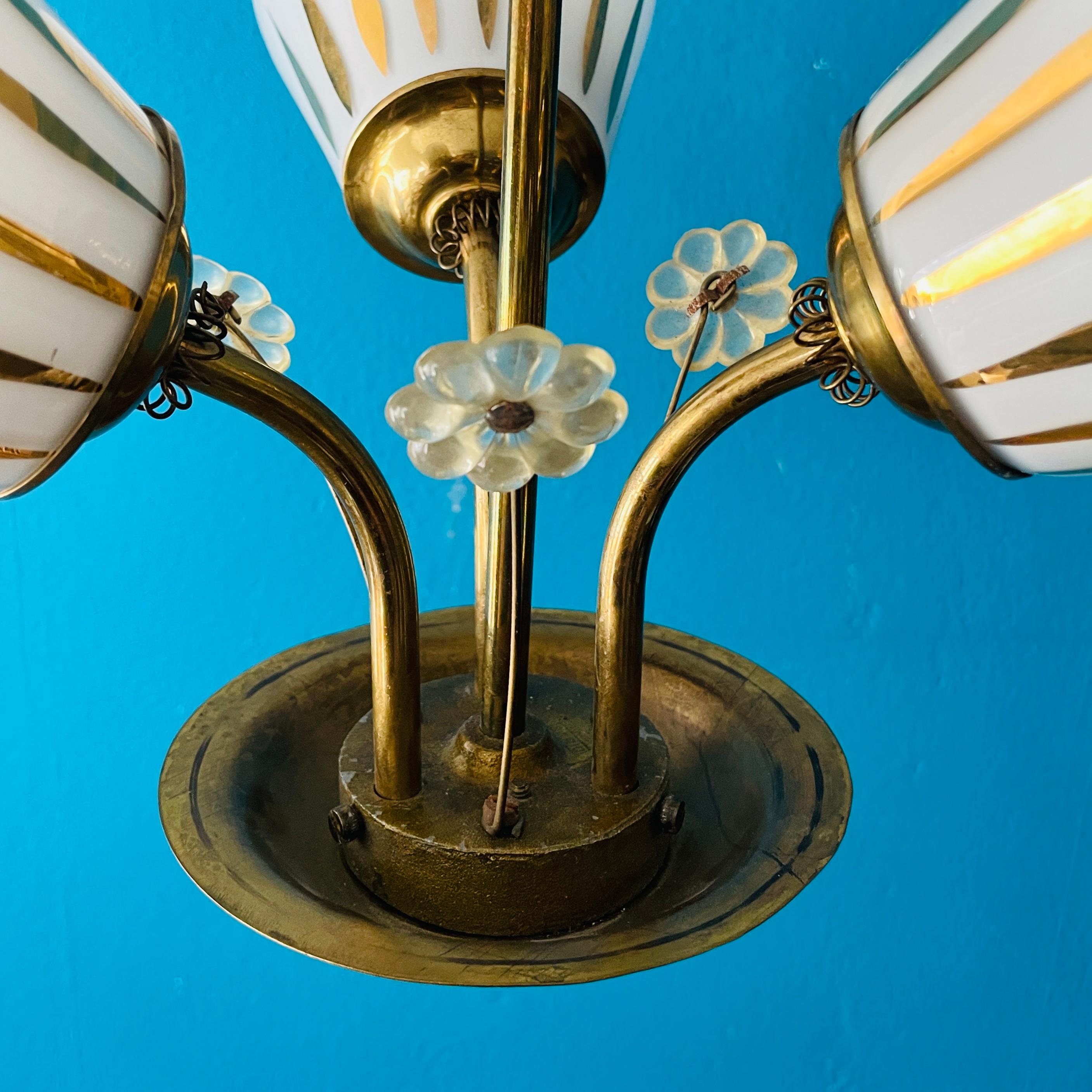 Mid-20th Century Brass Chandelier, Paavo Tynell Style, Made in Finland For Sale 2