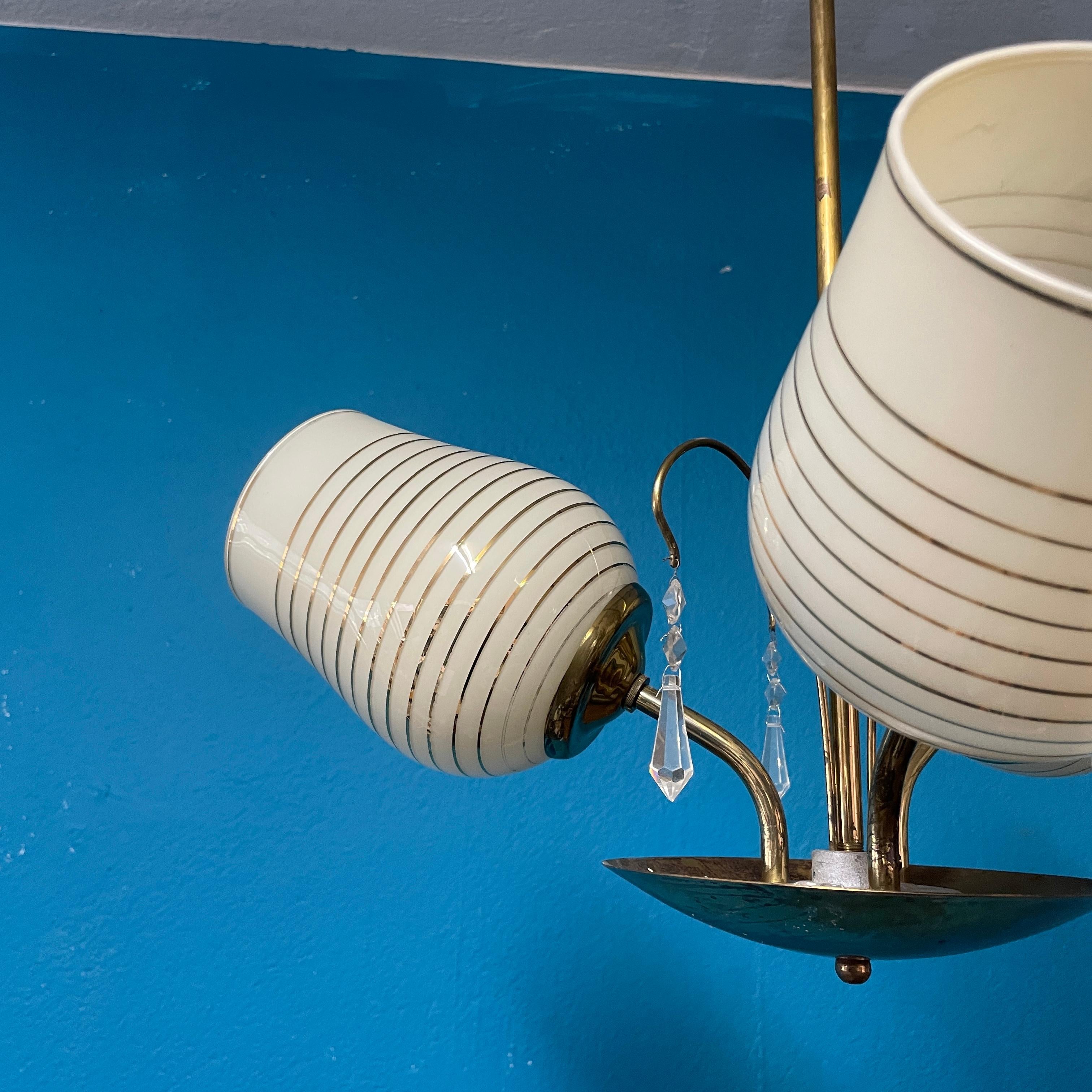 Mid-20th Century Brass Chandelier, Paavo Tynell Style, Made in Finland For Sale 2