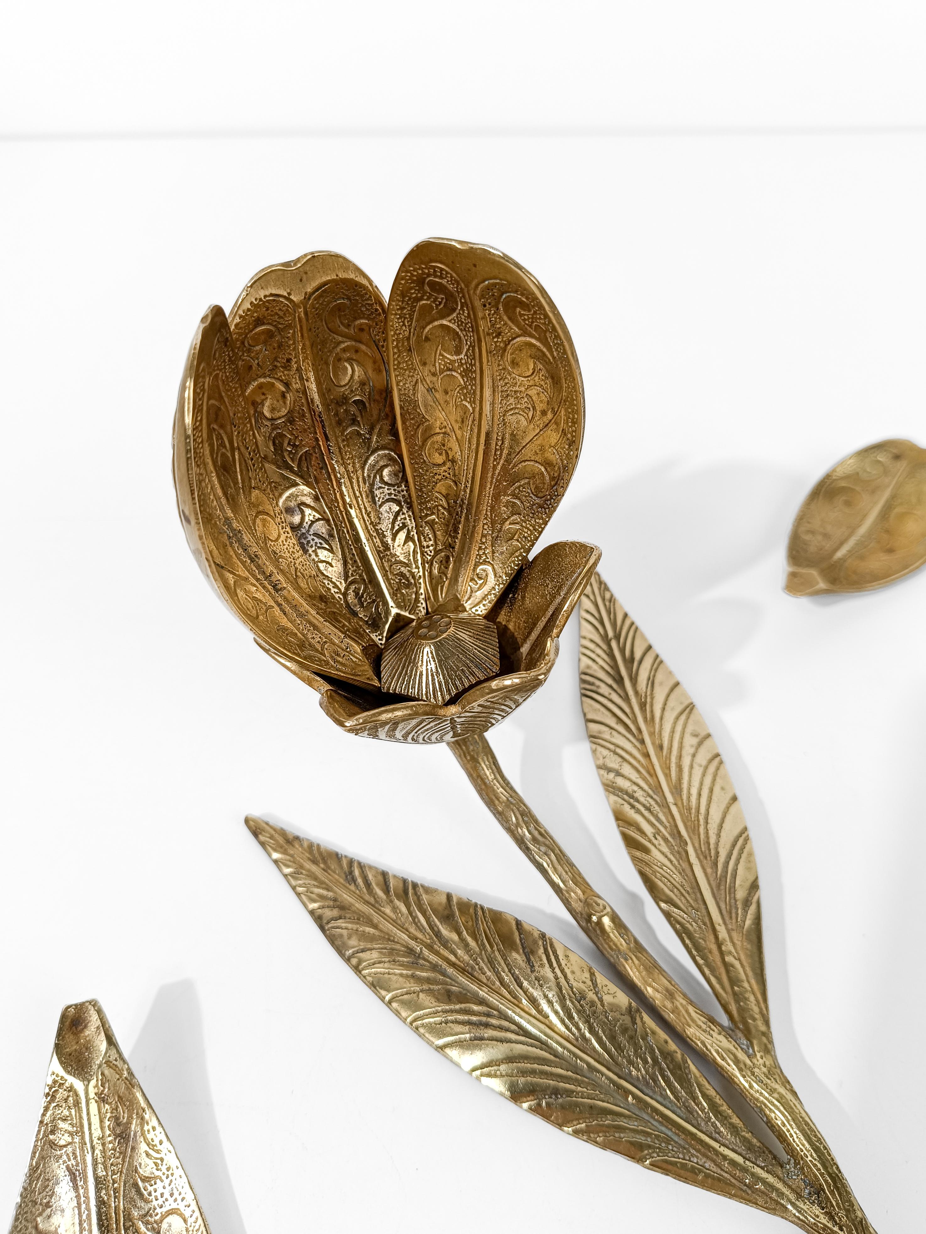 Mid 20th Century Brass Cocktail Ashtray in Flower Shape with Removable Petals 8