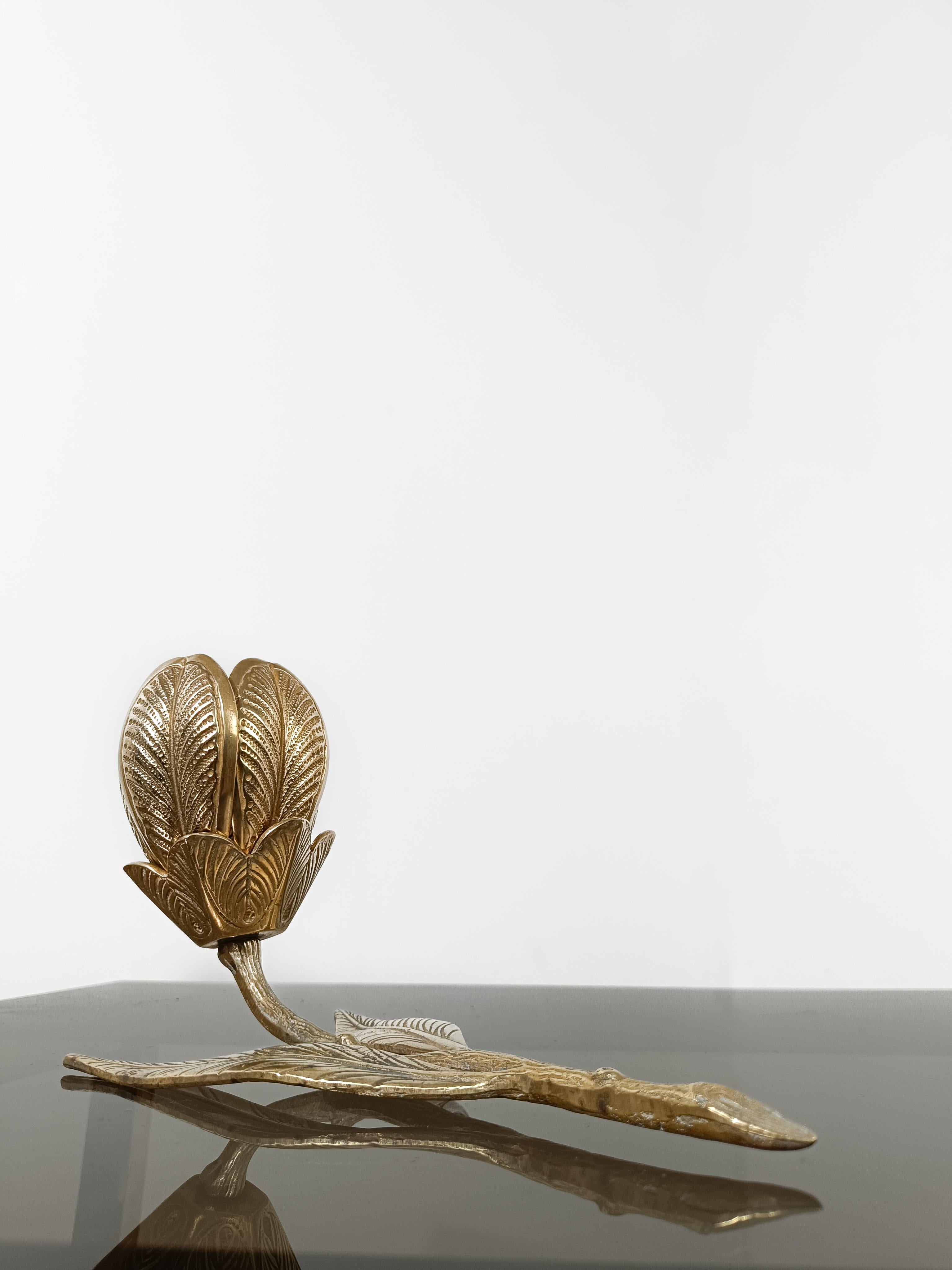 Mid 20th Century Brass Cocktail Ashtray in Flower Shape with Removable Petals 9