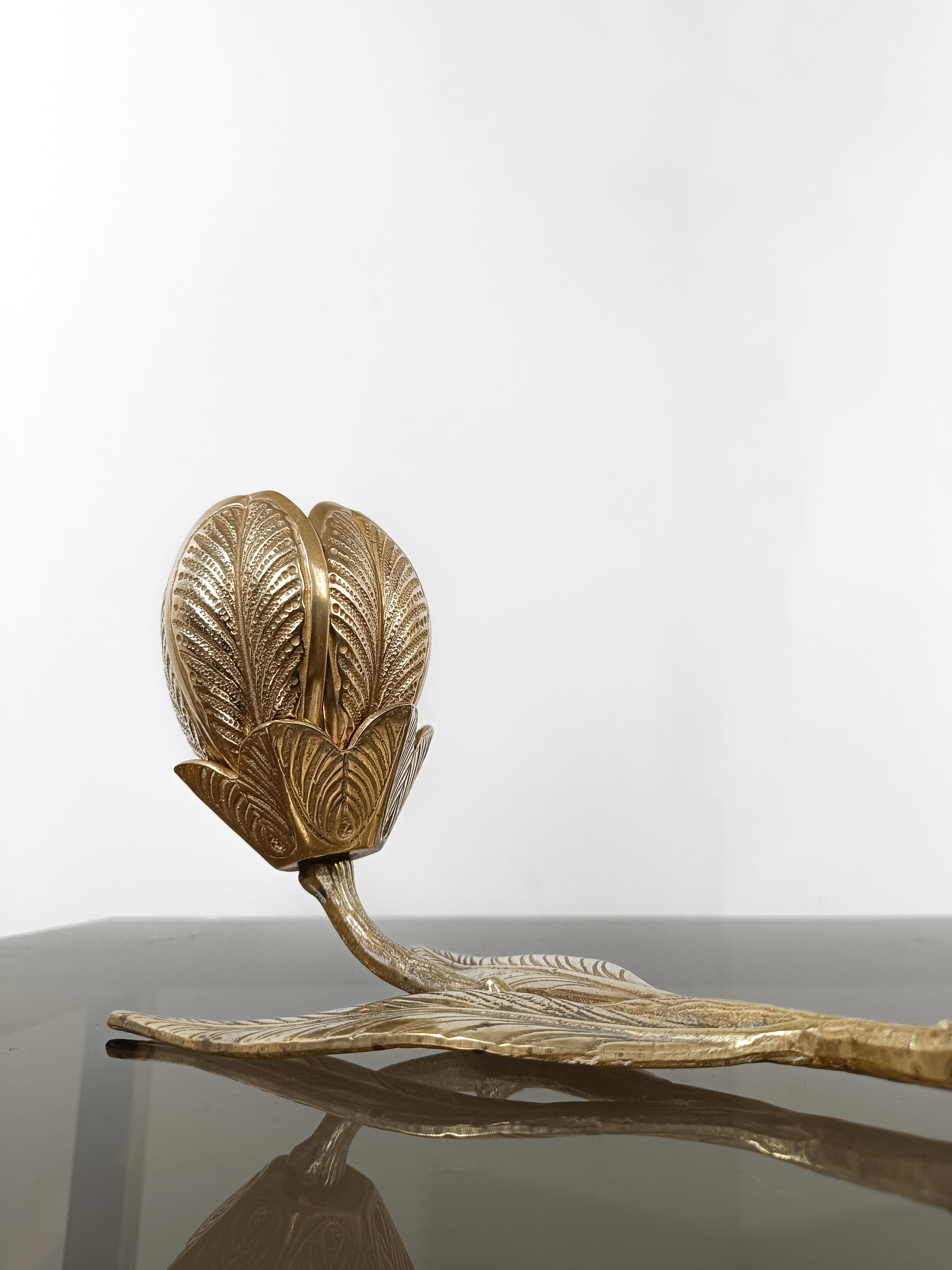Mid 20th Century Brass Cocktail Ashtray in Flower Shape with Removable Petals 10