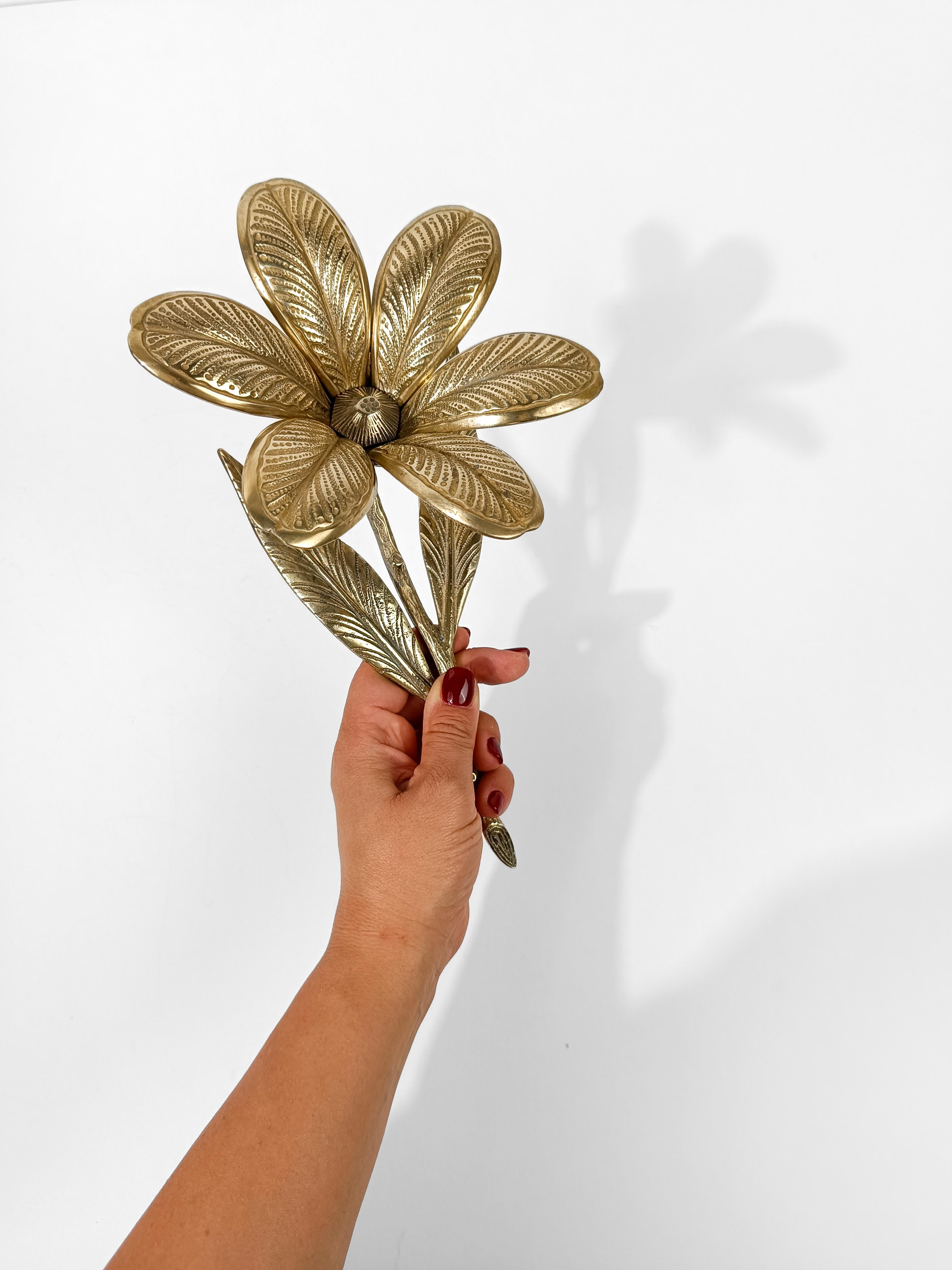 European Mid 20th Century Brass Cocktail Ashtray in Flower Shape with Removable Petals